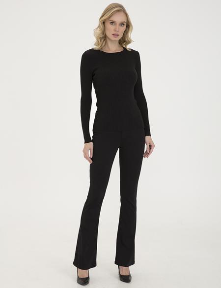 Siyah Slim Fit Bisiklet Yaka Triko Kazak - 50210397076