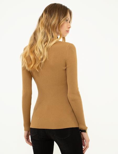 Kahverengi Triko Kazak - 50210397048