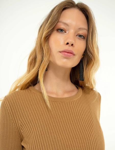 Kahverengi Triko Kazak - 50210397048