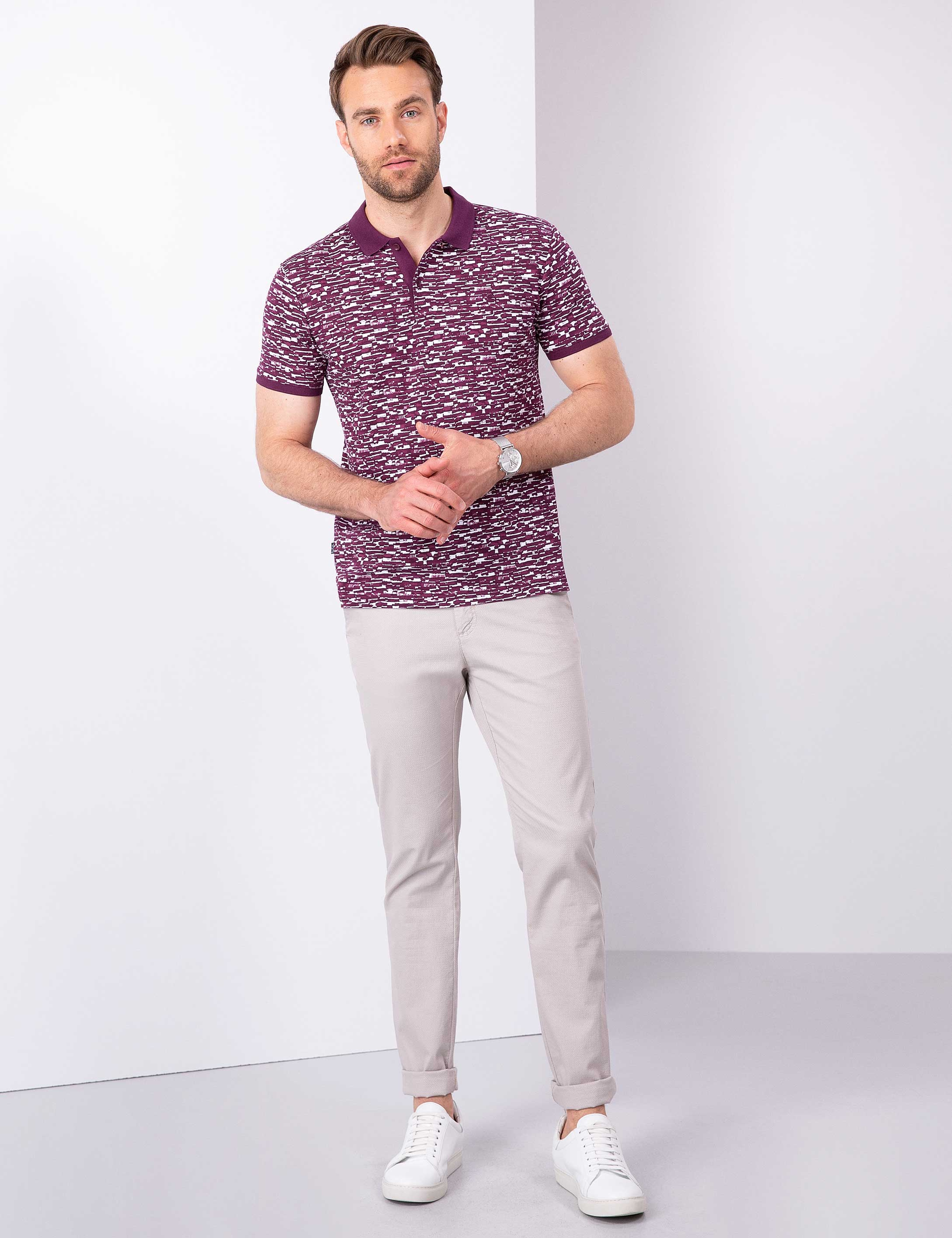 Bordo Slim Fit Polo Yaka T-Shirt - Image 4