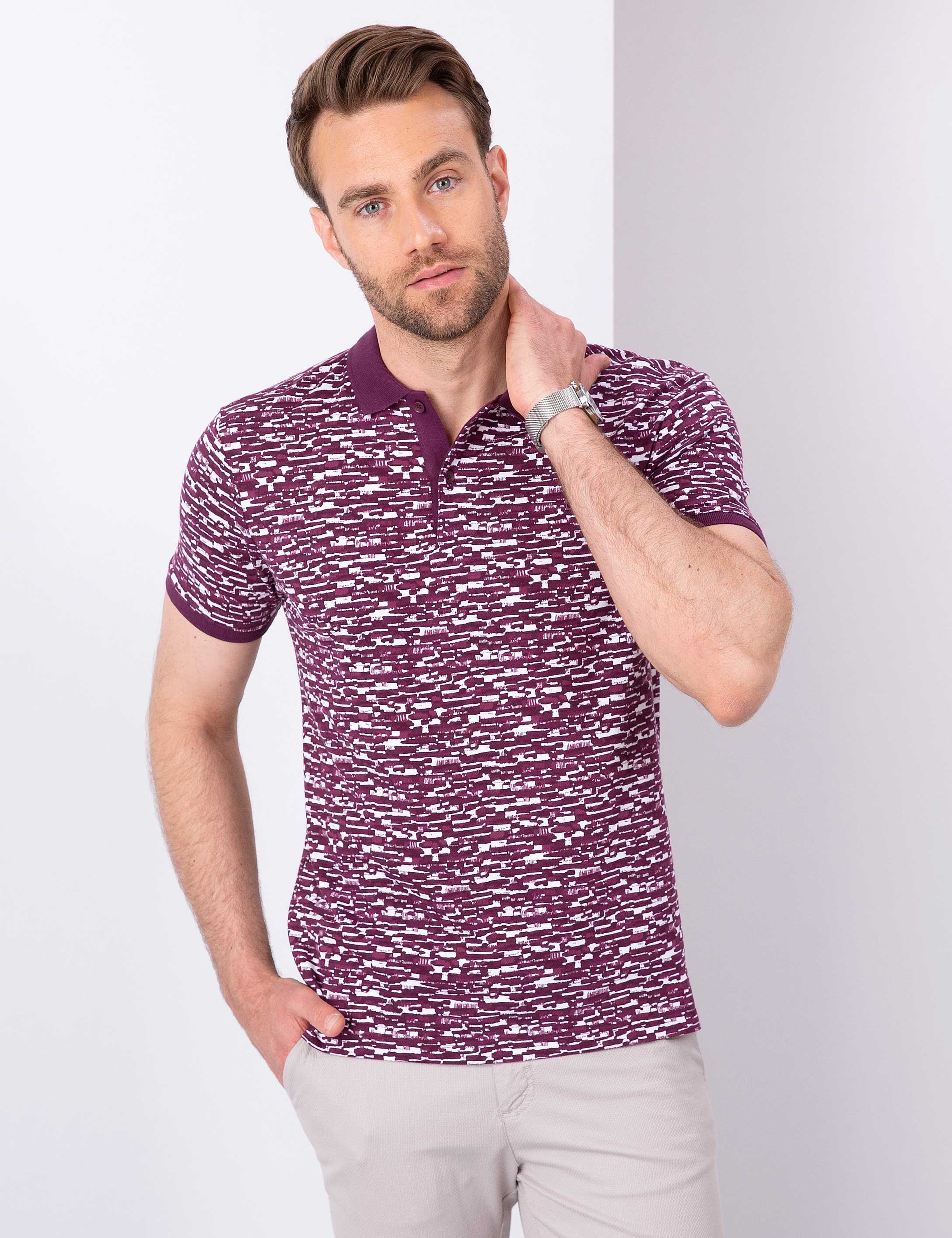 Bordo Slim Fit Polo Yaka T-Shirt - Image 2