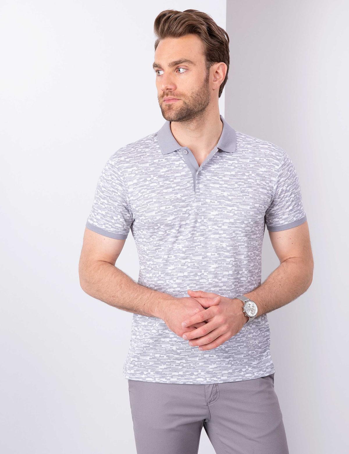 Gri Slim Fit Polo Yaka T-Shirt