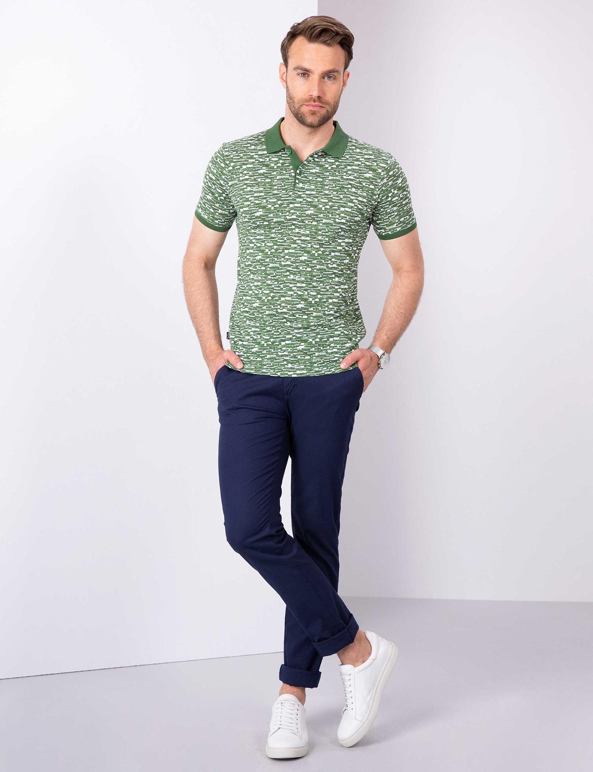 Yeşil Slim Fit Polo Yaka T-Shirt - 50210519029