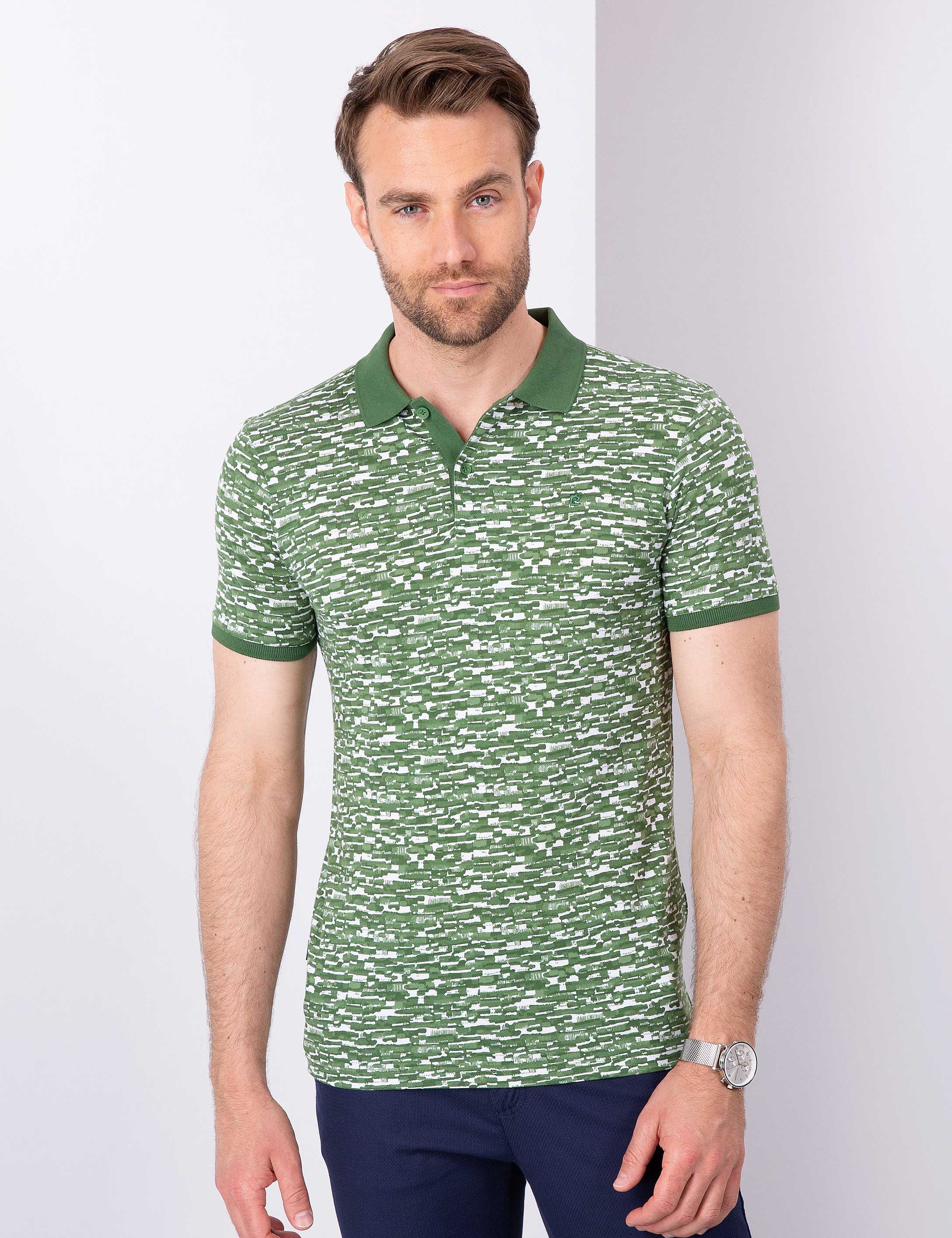 Yeşil Slim Fit Polo Yaka T-Shirt - Image 1