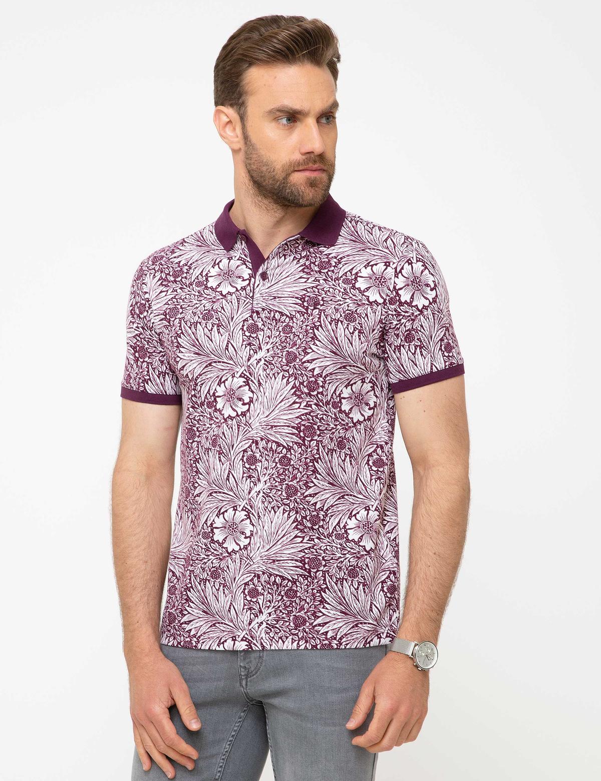 Bordo Slim Fit Polo Yaka T-Shirt