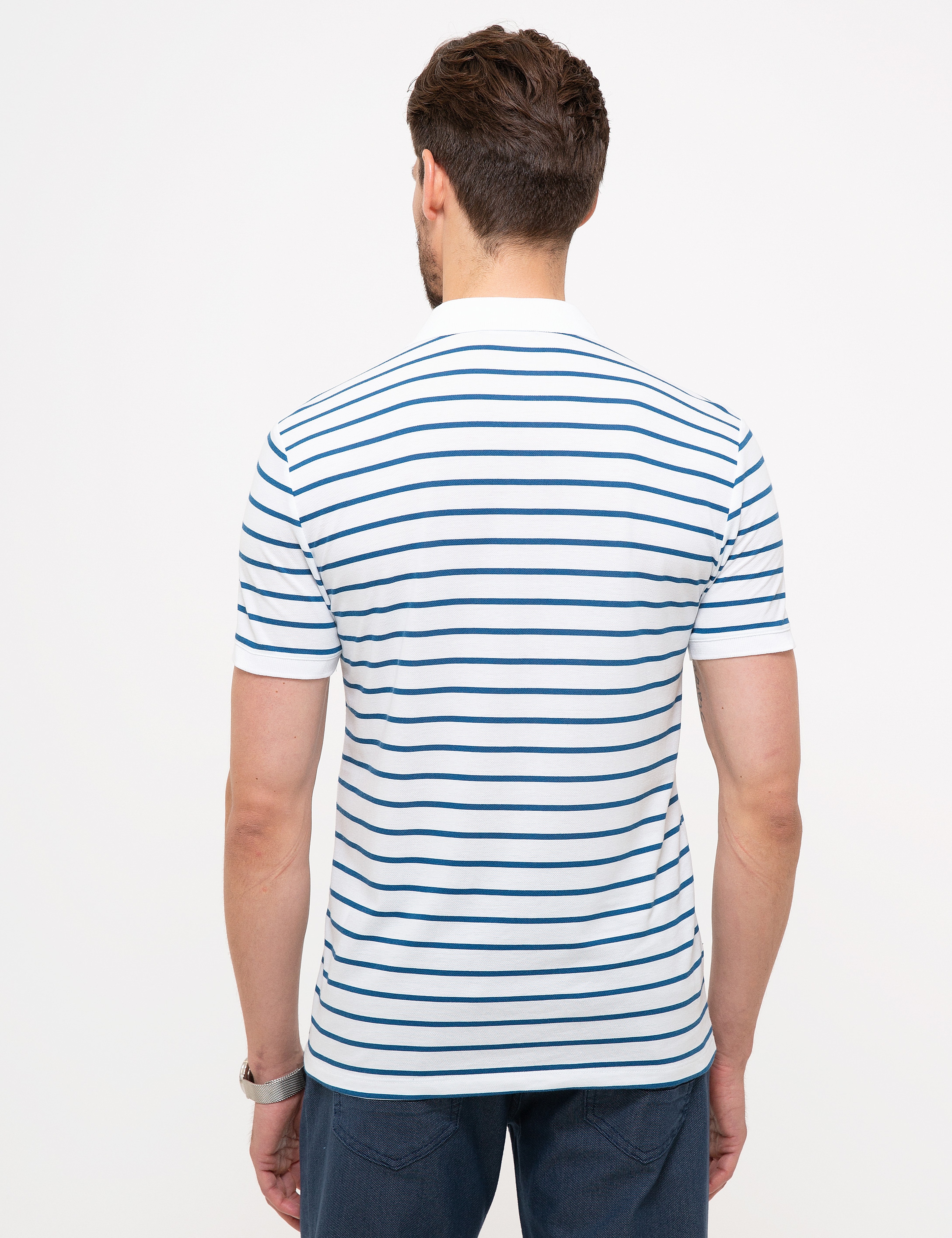 Beyaz Slim Fit Polo Yaka T-Shirt - Image 3