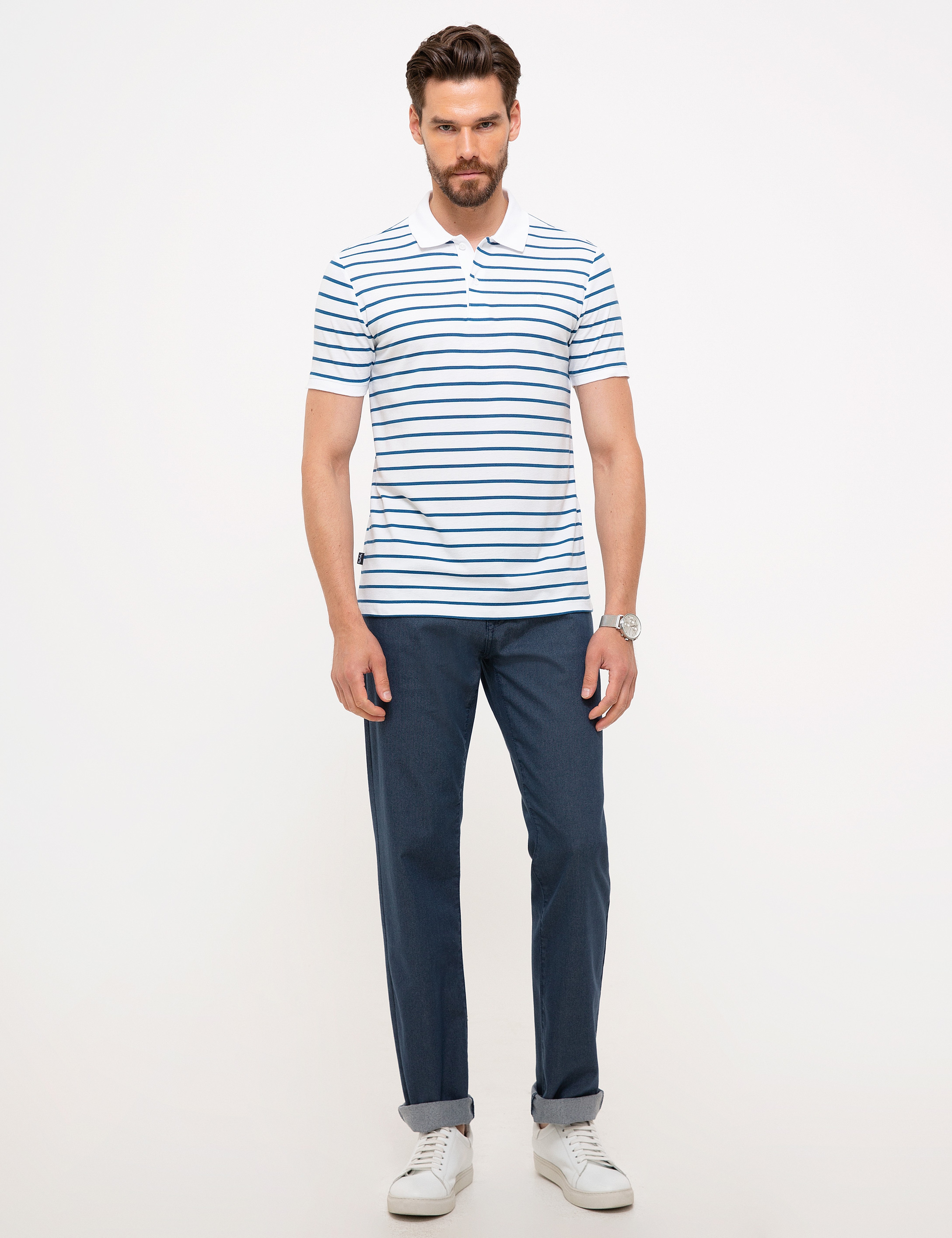 Beyaz Slim Fit Polo Yaka T-Shirt - Image 4