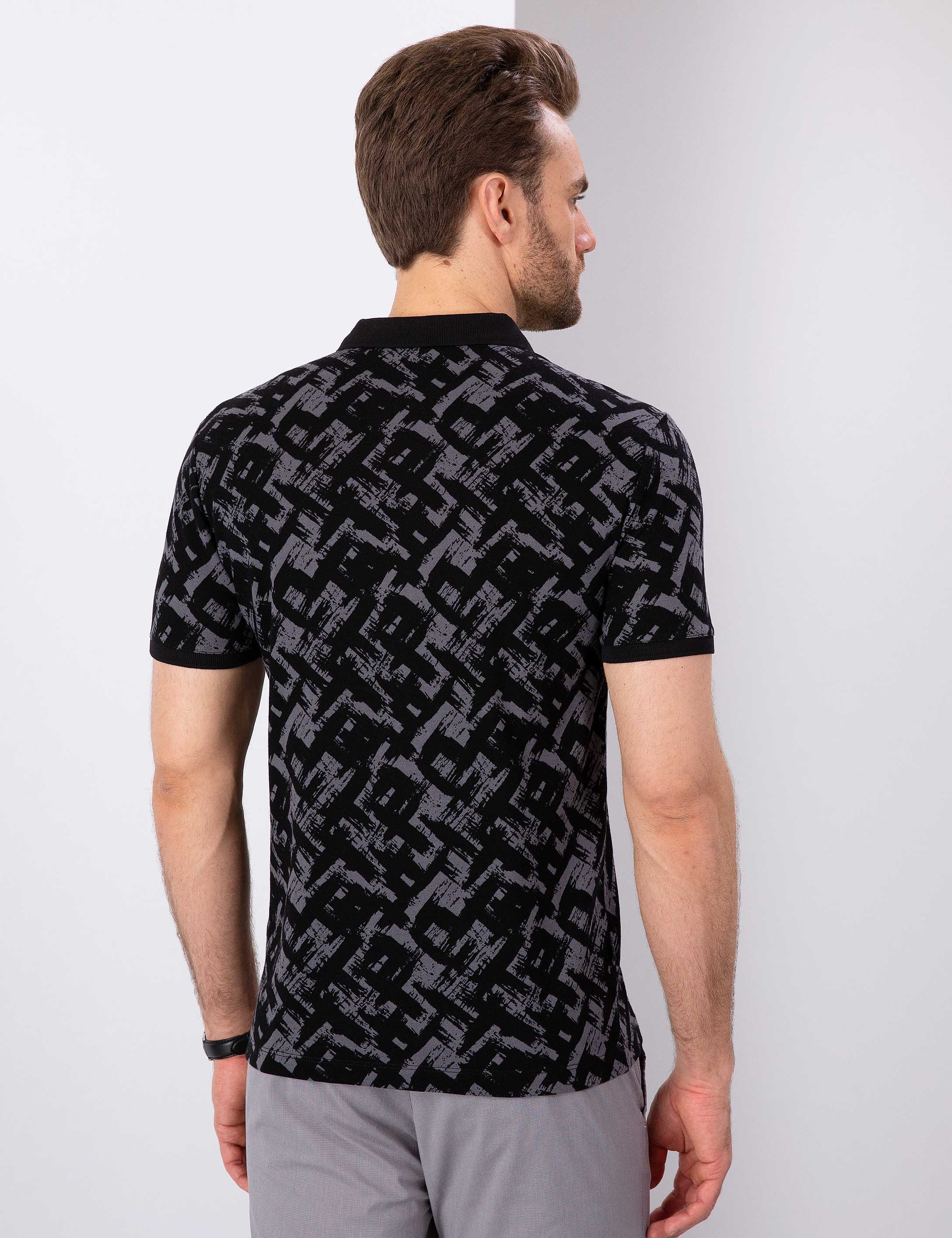 Siyah Slim Fit Polo Yaka T-Shirt - Image 3