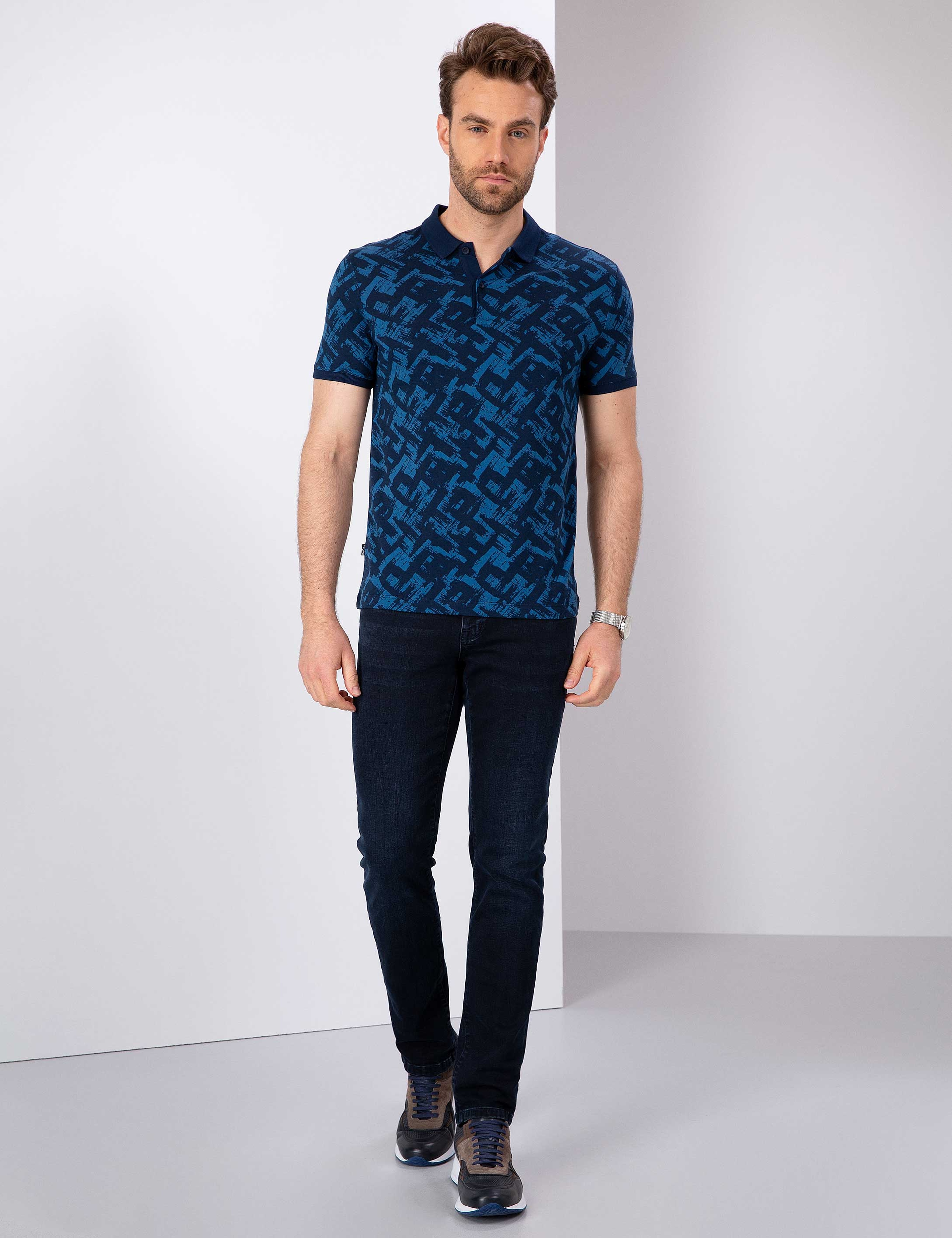 Lacivert Slim Fit Polo Yaka T-Shirt - Image 4