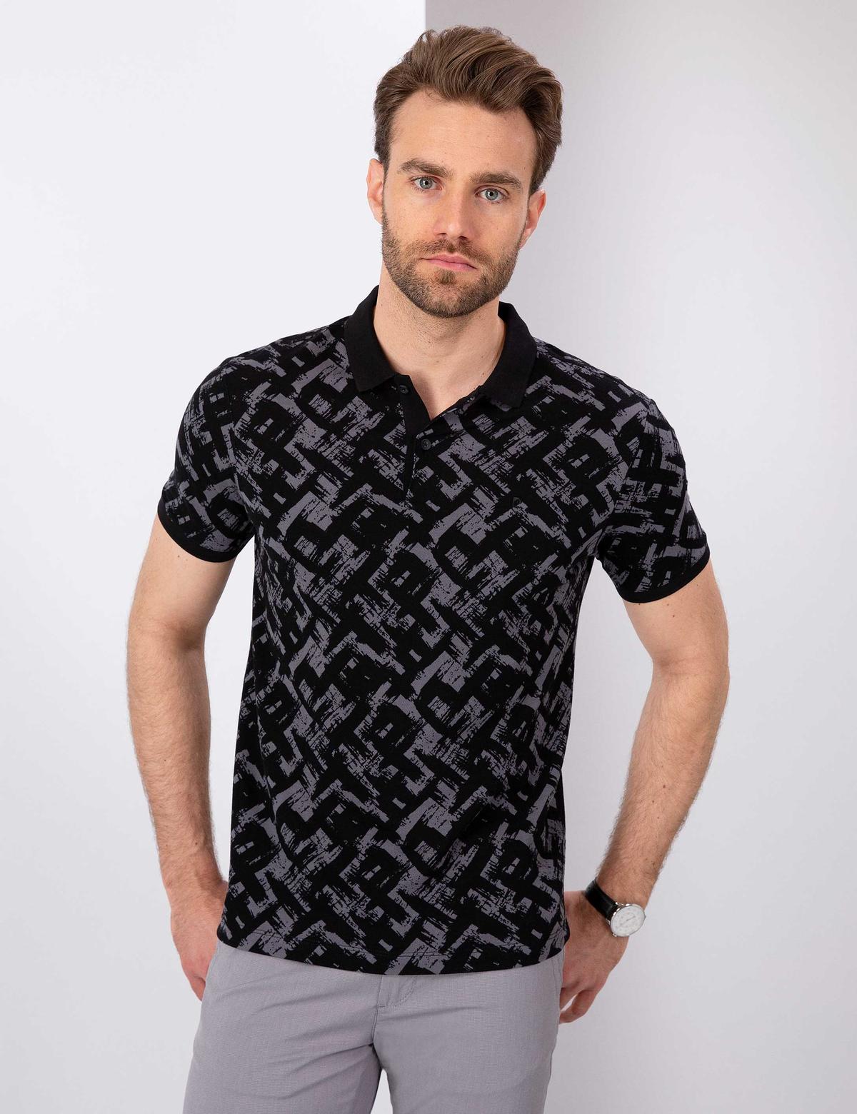Siyah Slim Fit Polo Yaka T-Shirt