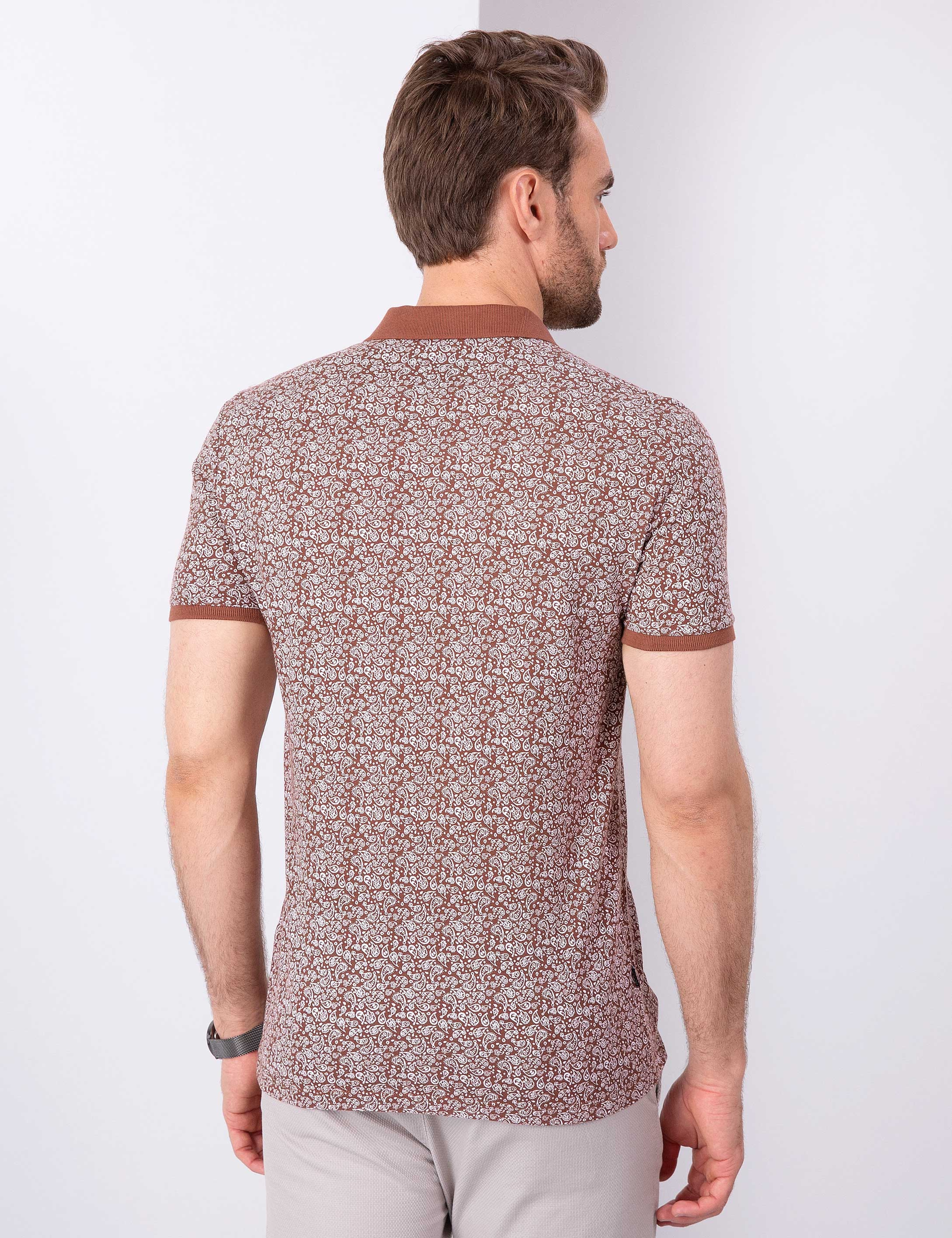 Açık Kahverengi Slim Fit Polo Yaka T-Shirt - Image 3