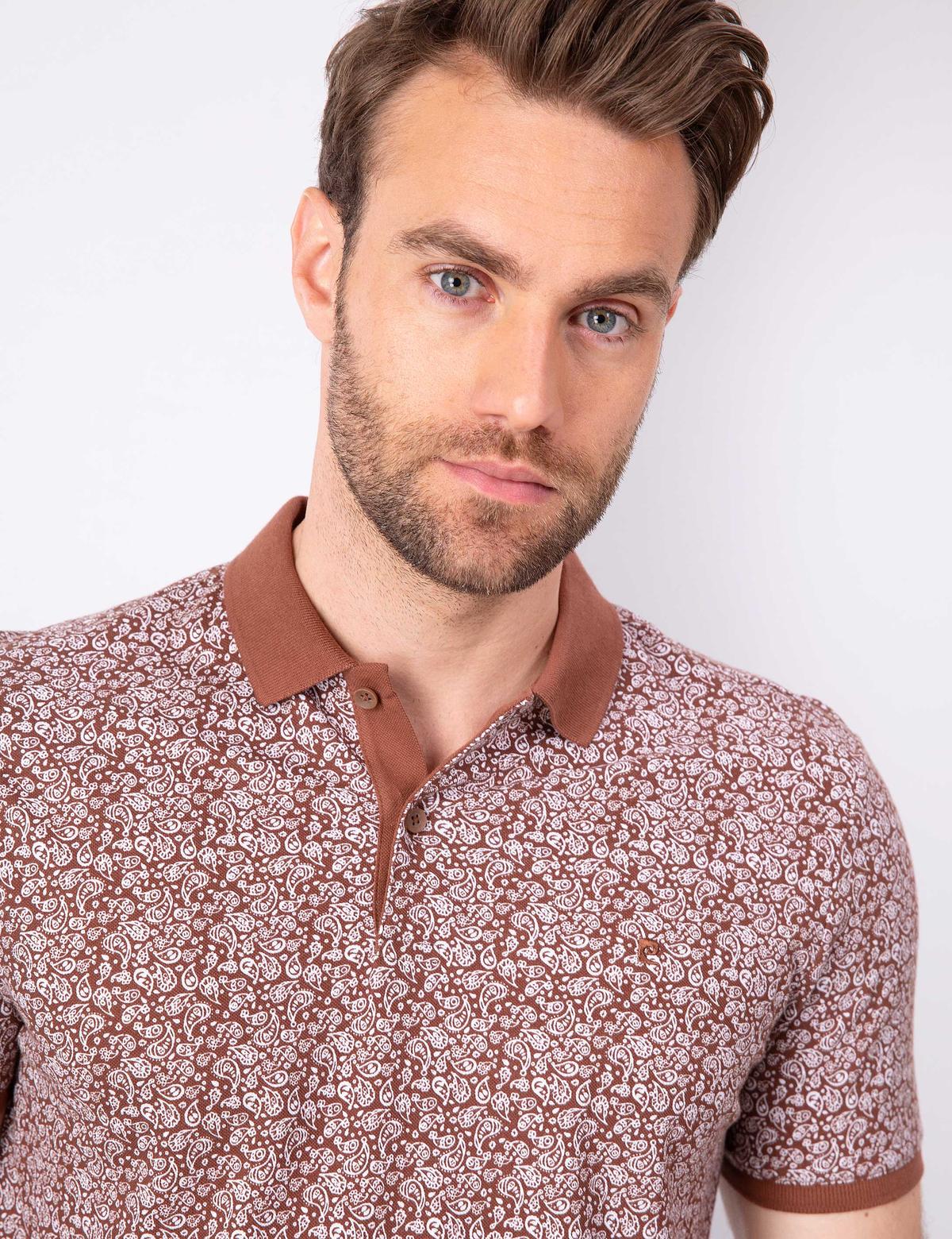 Açık Kahverengi Slim Fit Polo Yaka T-Shirt