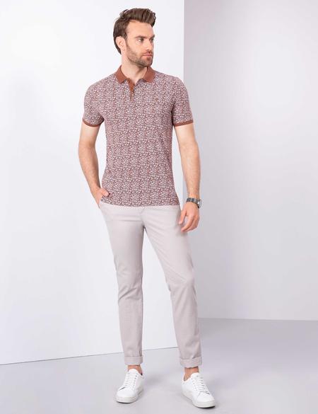 Açık Kahverengi Slim Fit Polo Yaka T-Shirt - 50210549002