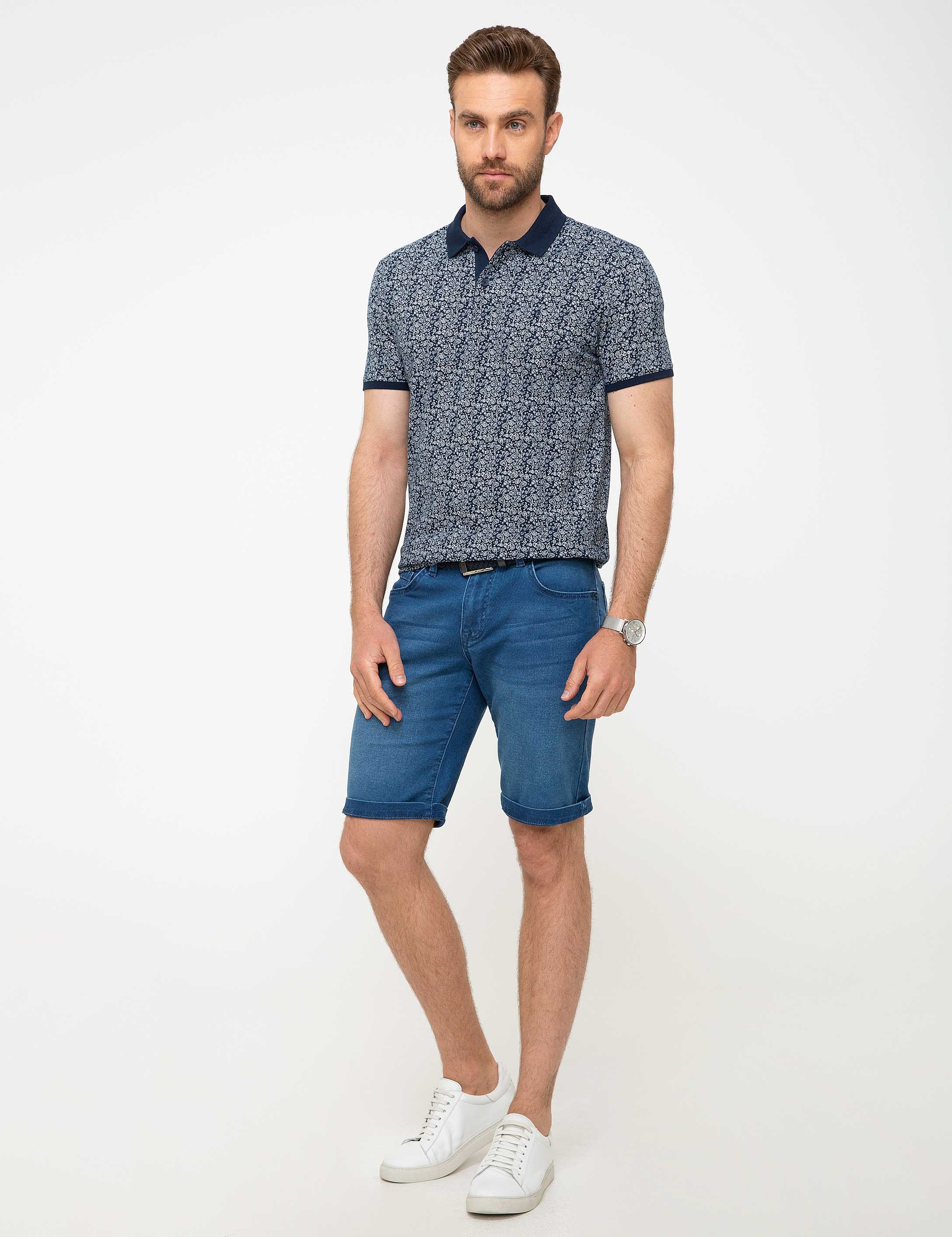 Lacivert Slim Fit Polo Yaka Tişört - Image 4