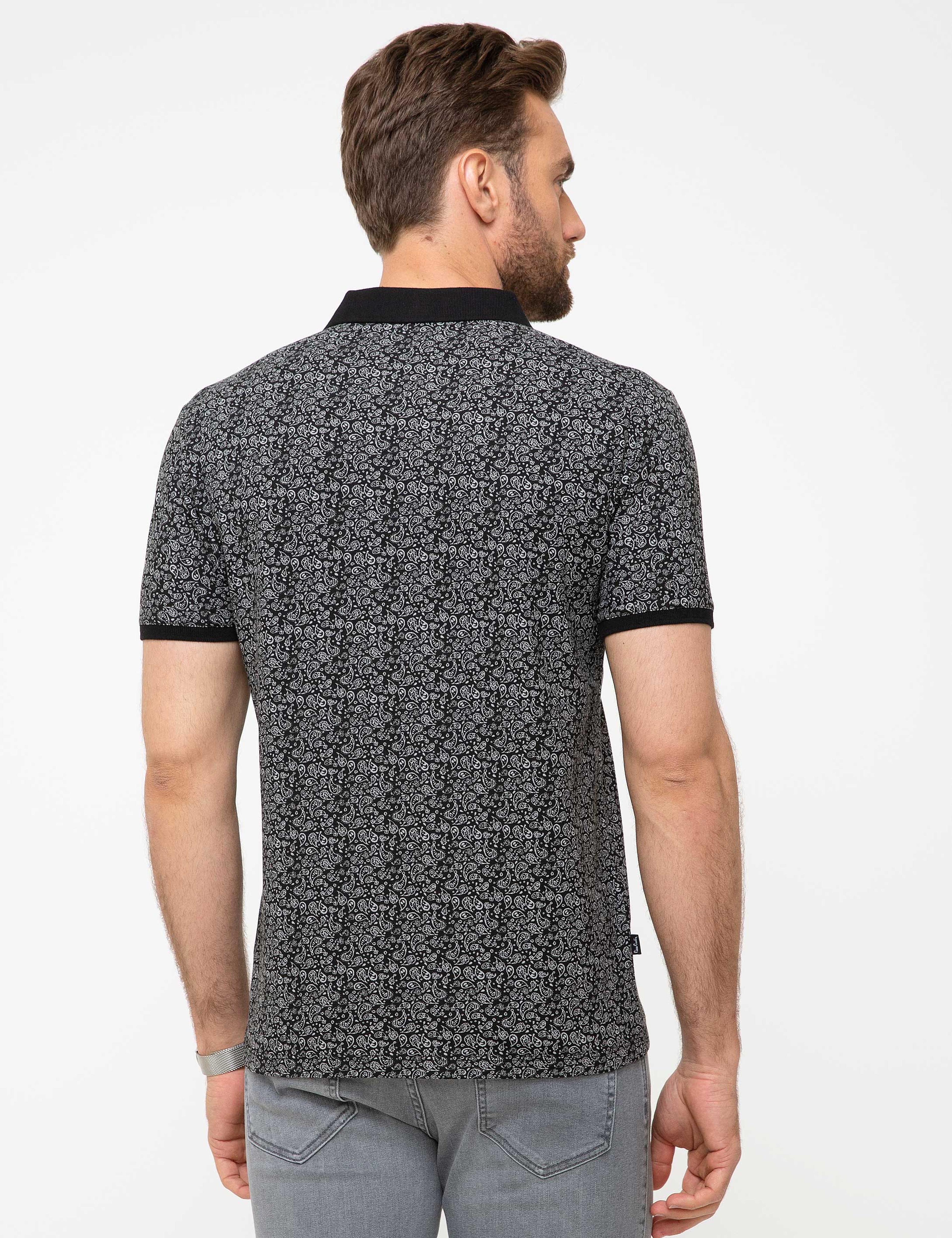 Siyah Slim Fit Polo Yaka T-Shirt - Image 3