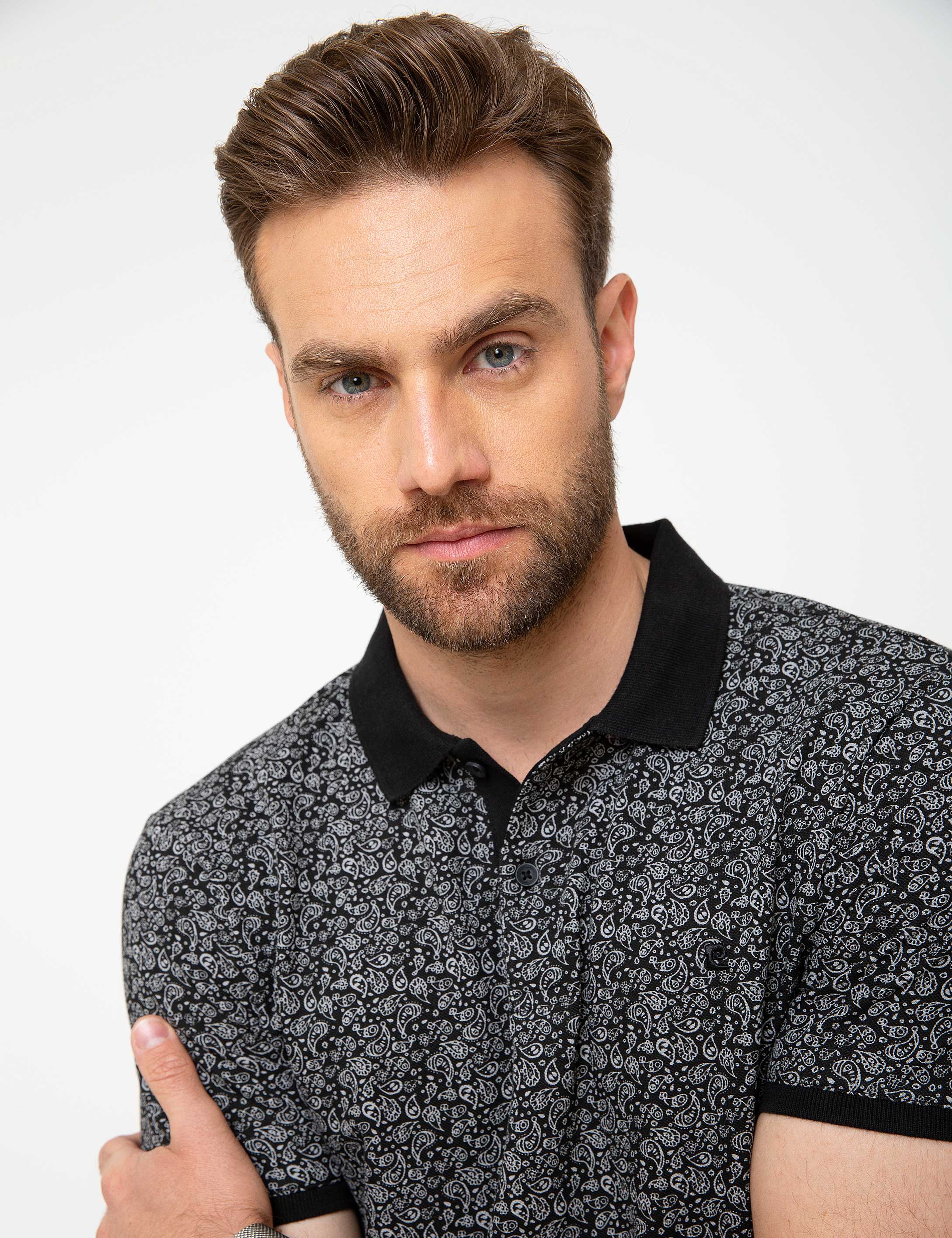 Siyah Slim Fit Polo Yaka T-Shirt - Image 1