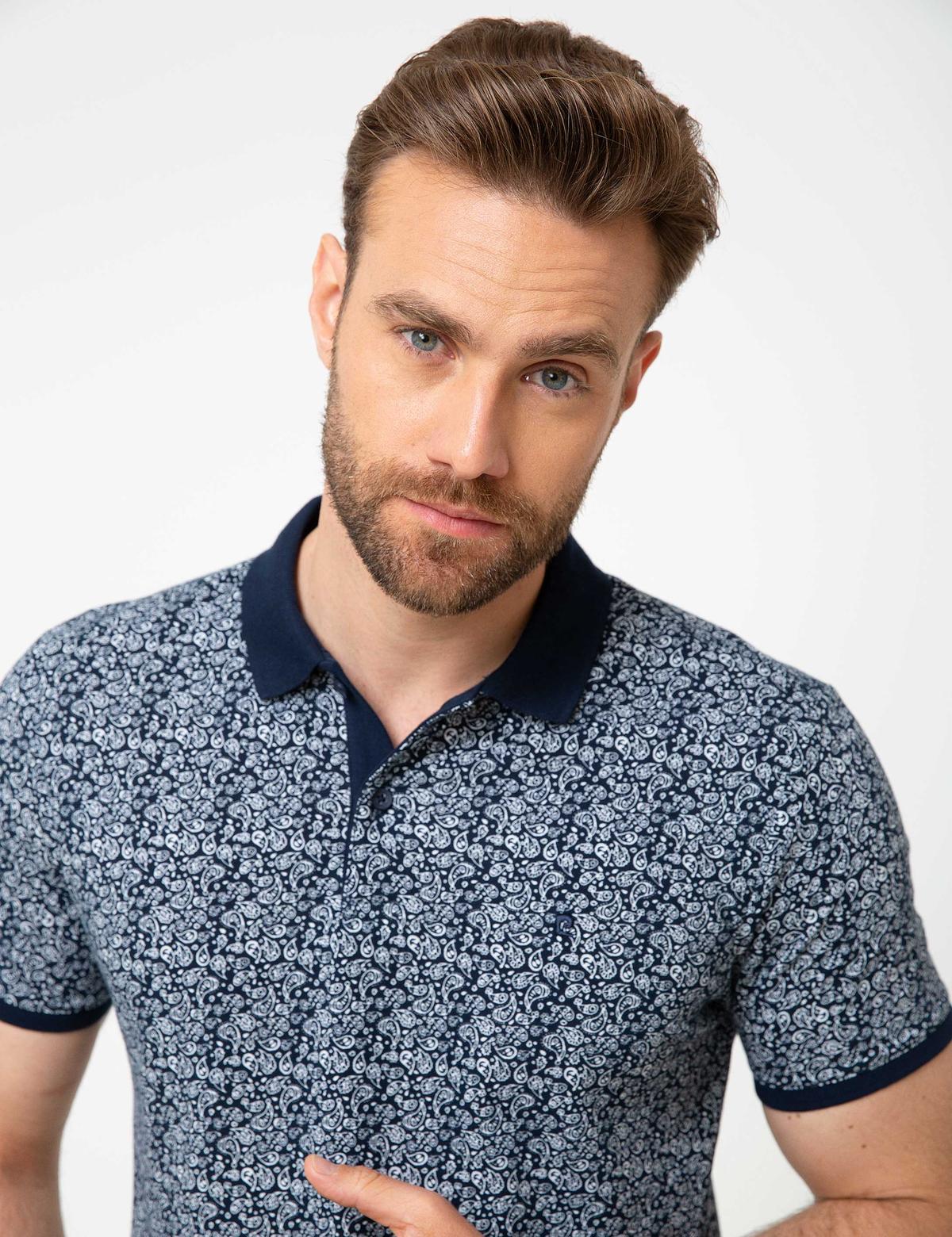 Lacivert Slim Fit Polo Yaka T-Shirt