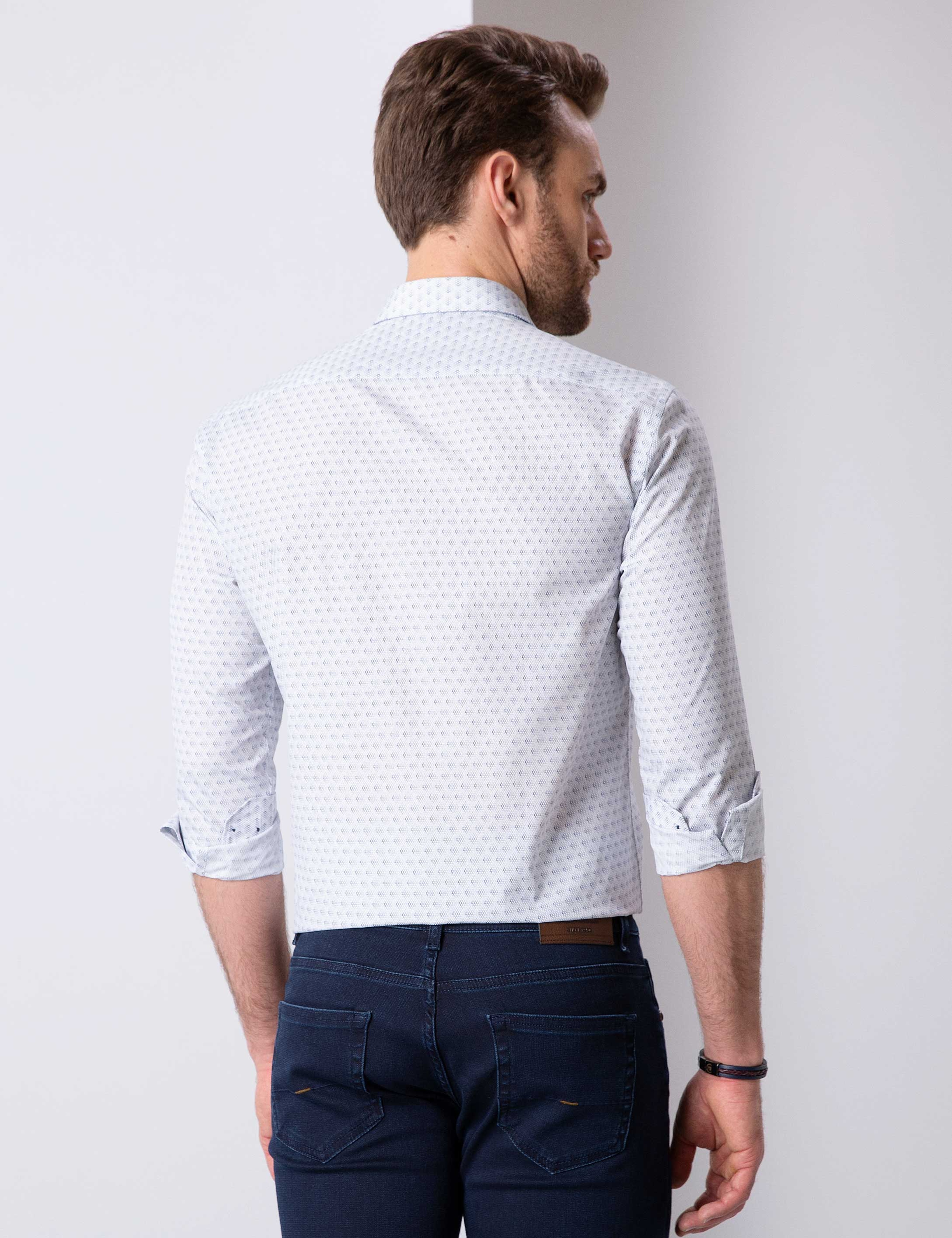 Lacivert Slim Fit Uzun Kollu Gömlek - Image 4