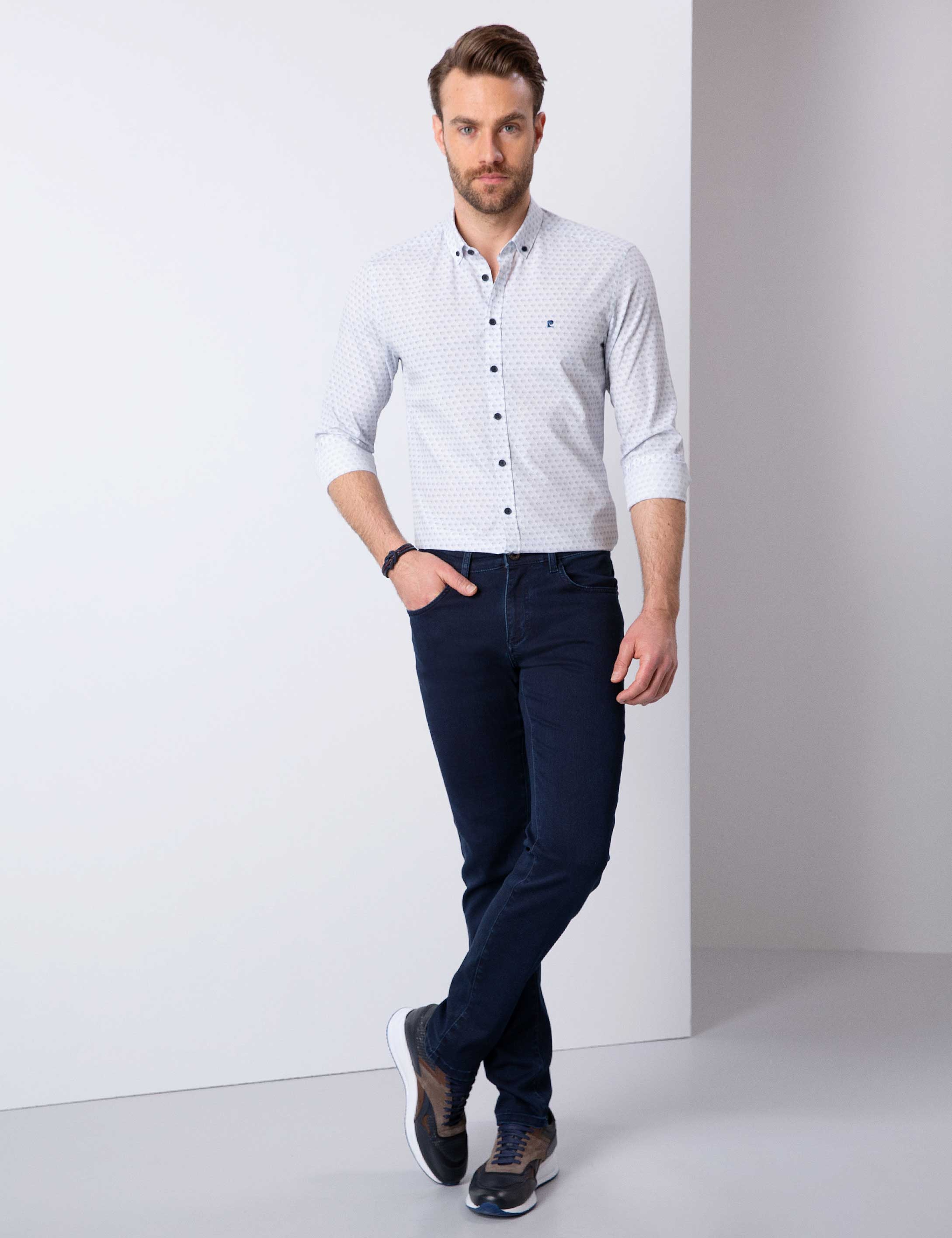 Lacivert Slim Fit Uzun Kollu Gömlek - Image 3