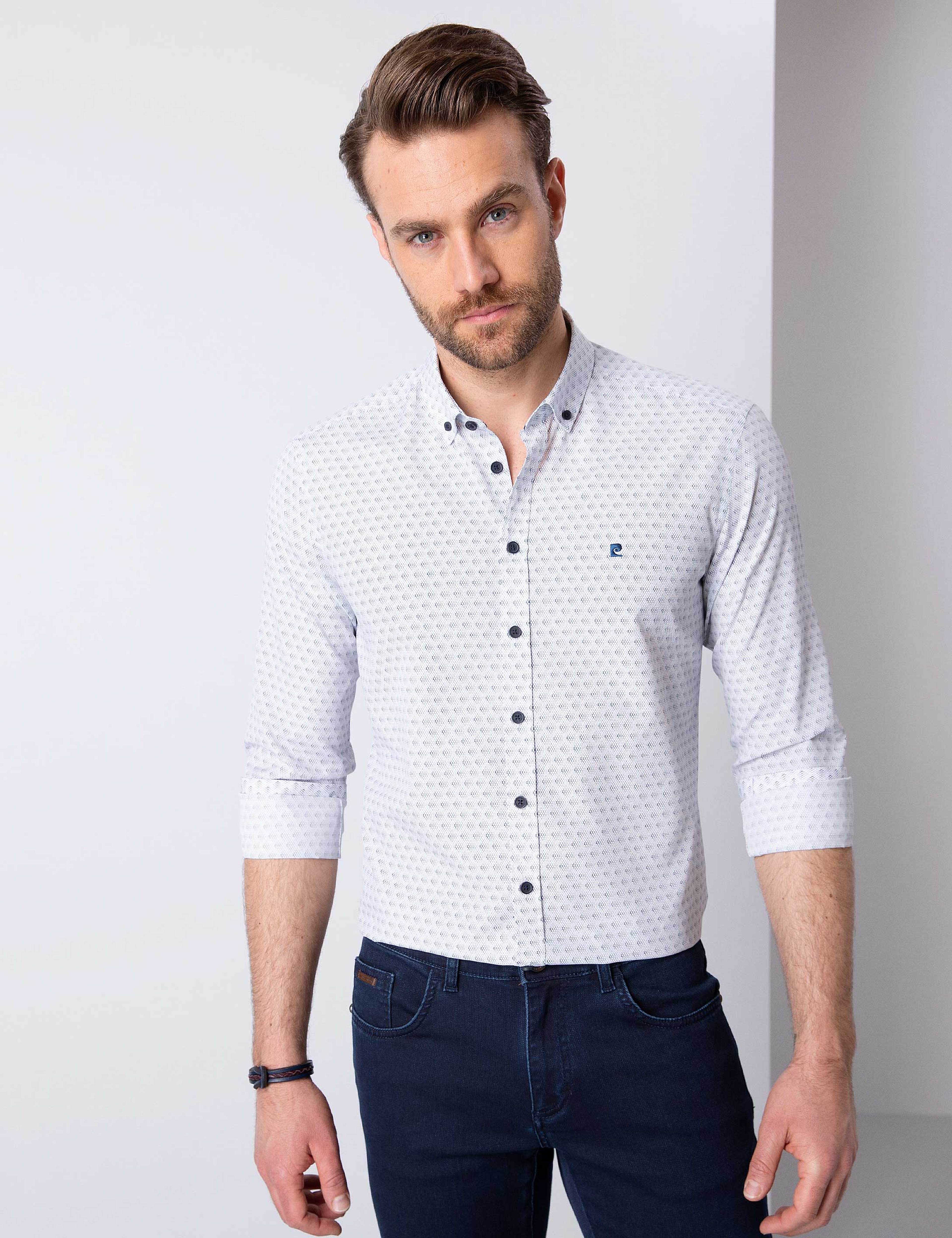 Lacivert Slim Fit Uzun Kollu Gömlek