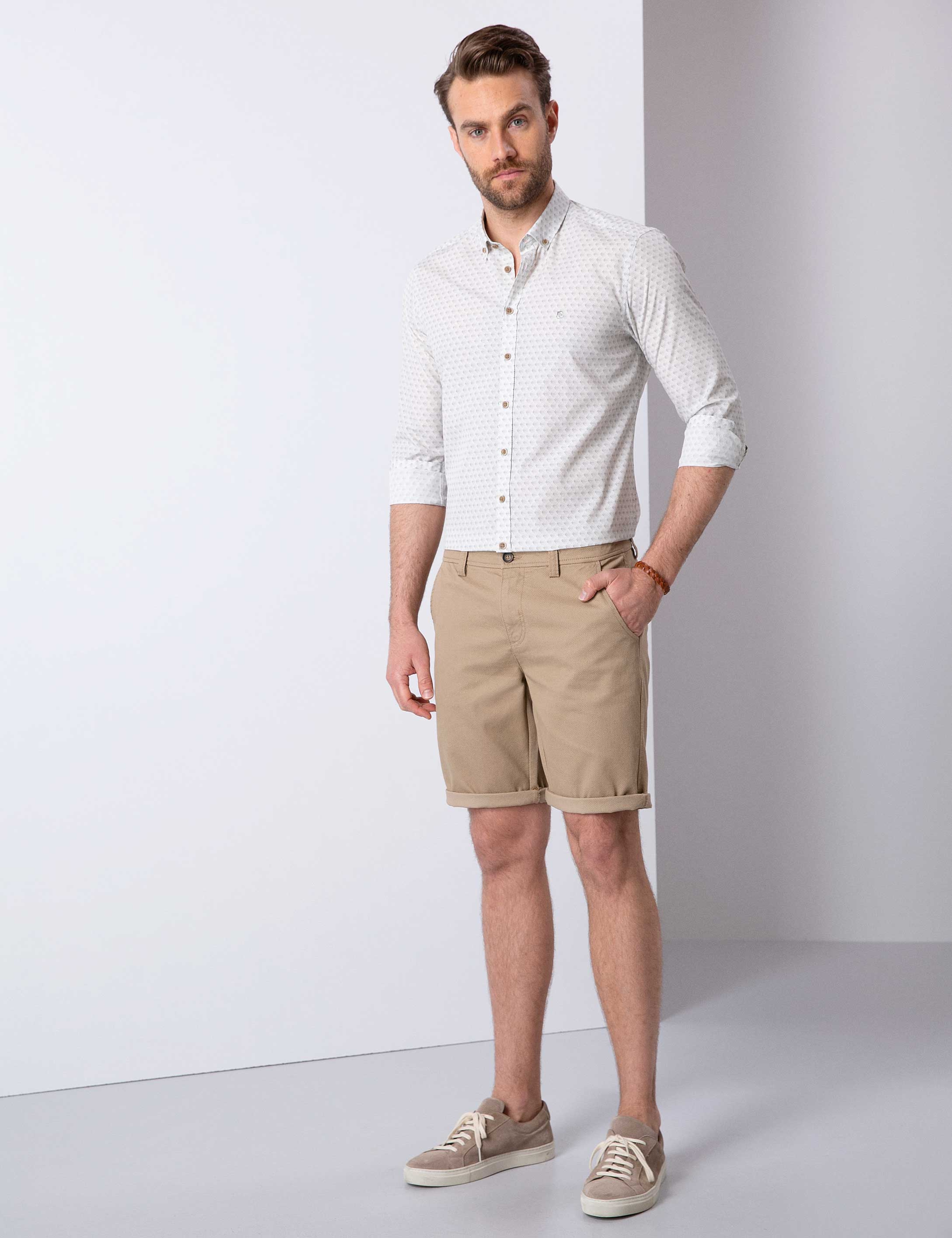 Haki Slim Fit Gömlek - Image 3