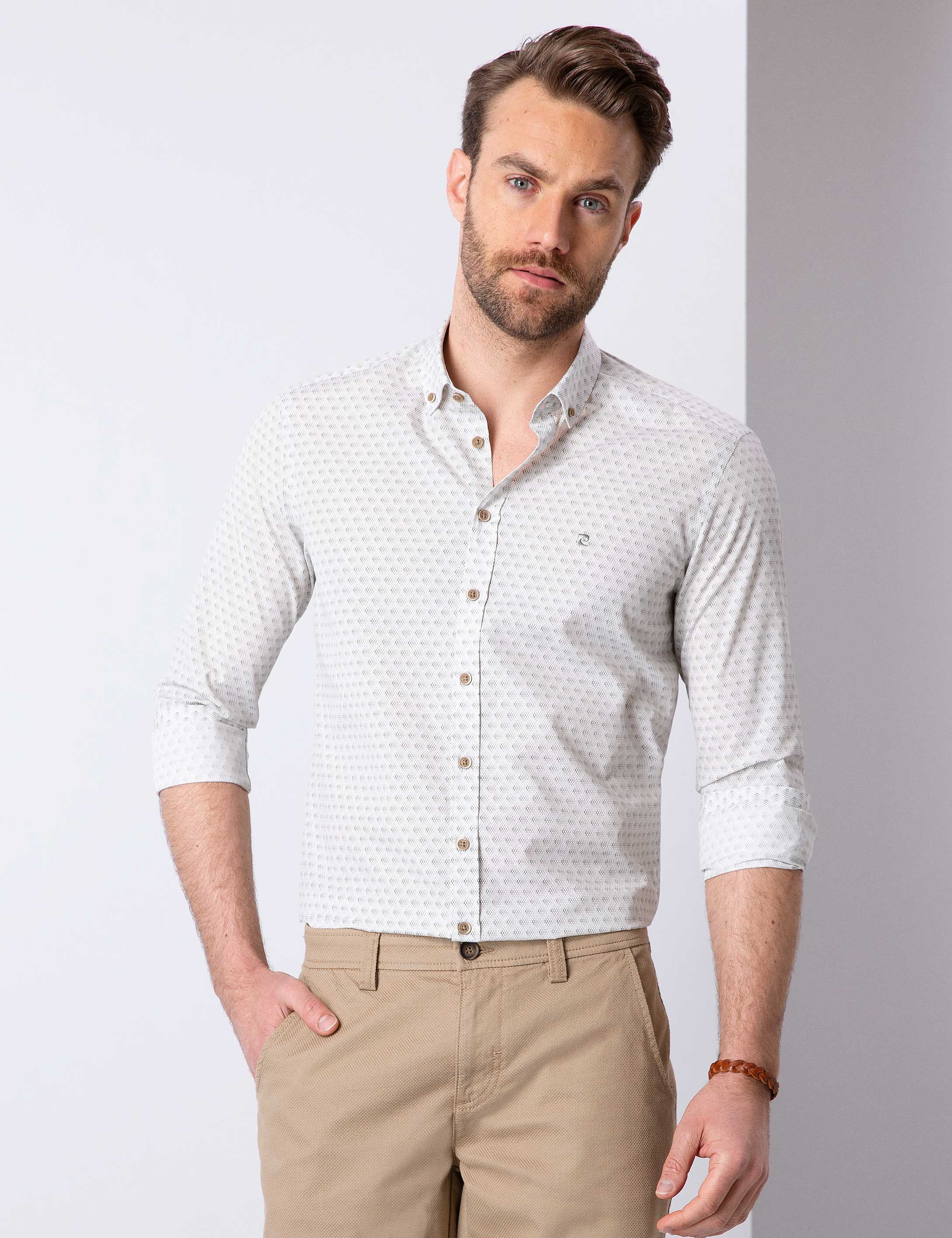 Haki Slim Fit Gömlek - Image 2