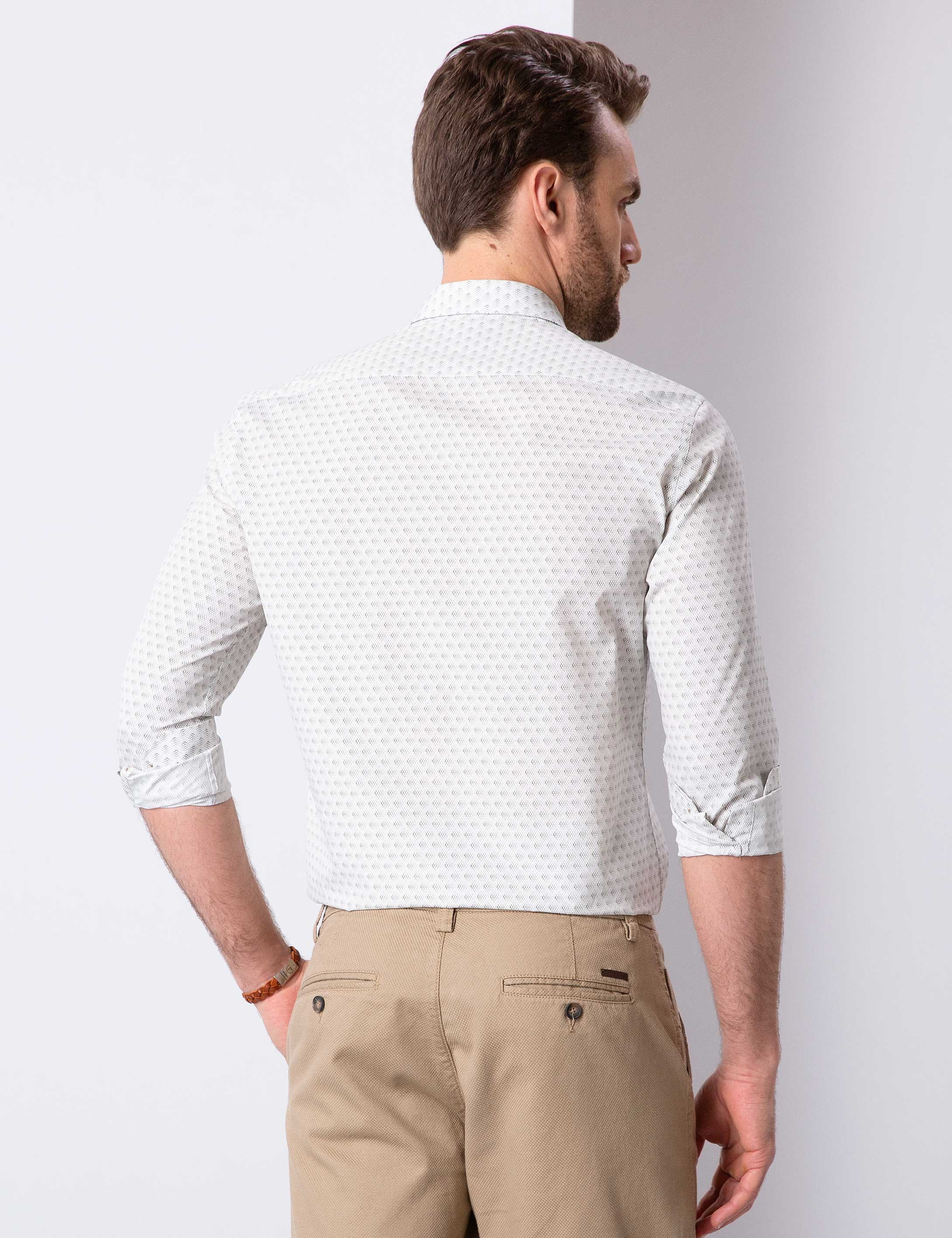 Haki Slim Fit Gömlek - Image 4