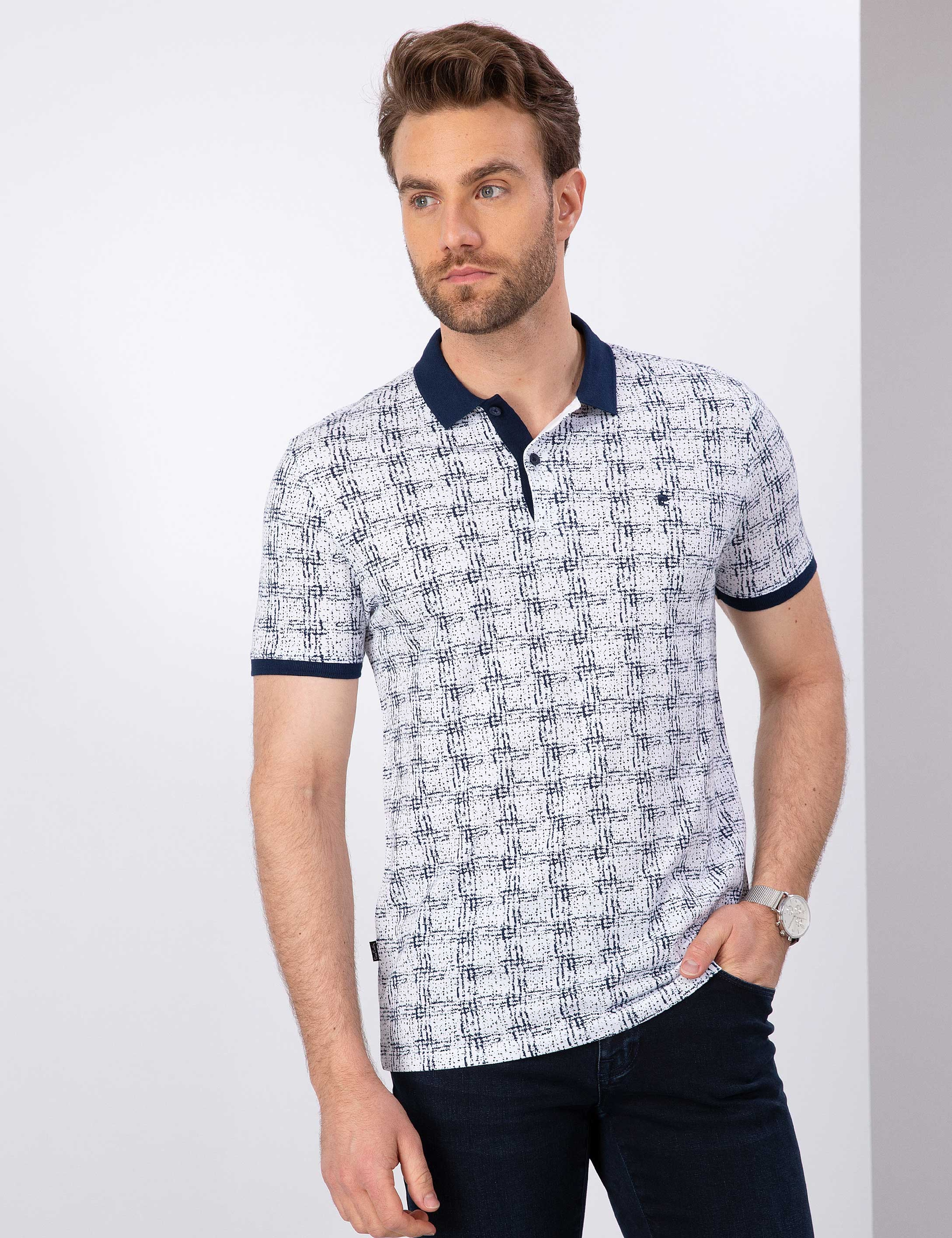 Lacivert Slim Fit Polo Yaka T-Shirt