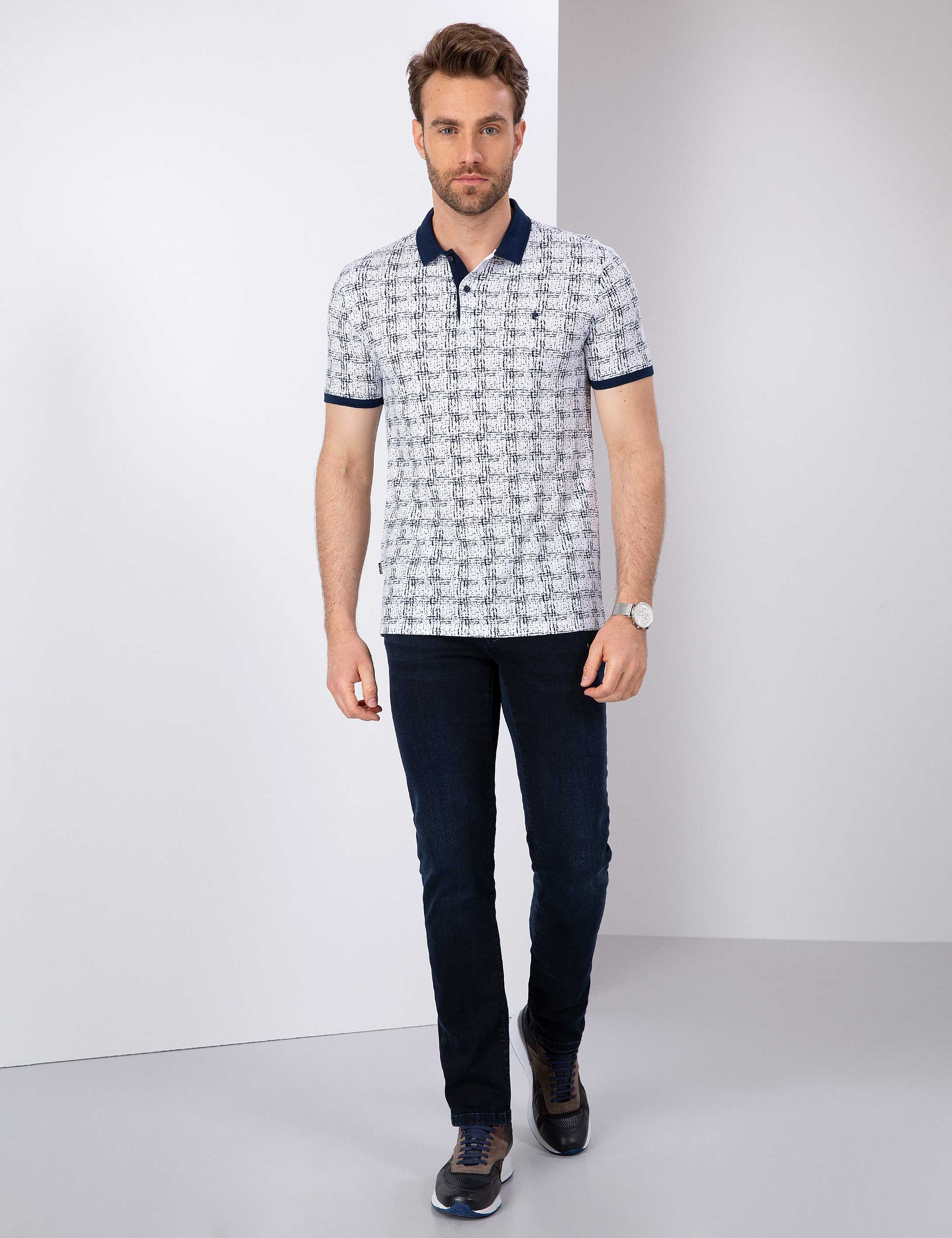 Lacivert Slim Fit Polo Yaka T-Shirt - Image 4