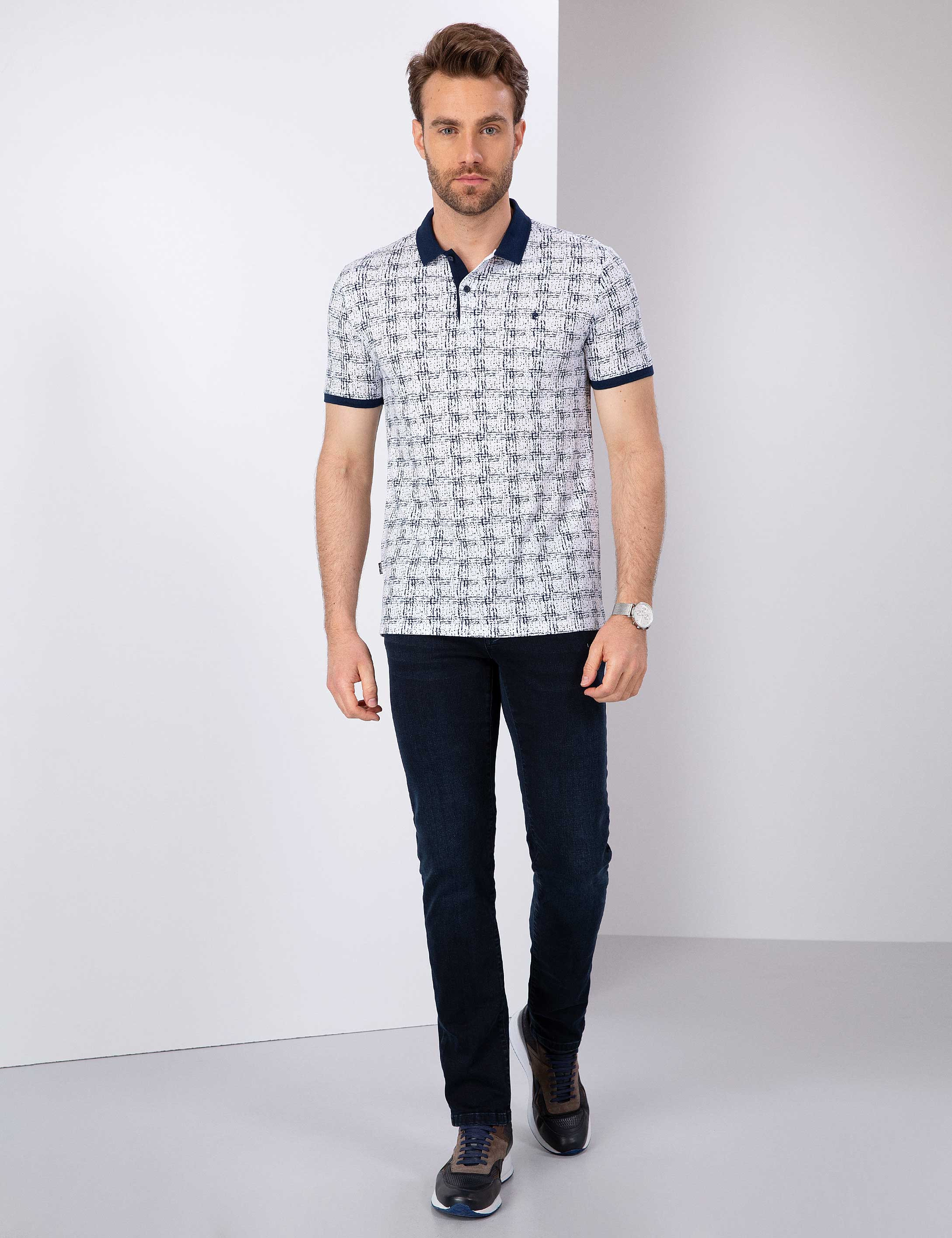 Lacivert Slim Fit Polo Yaka T-Shirt