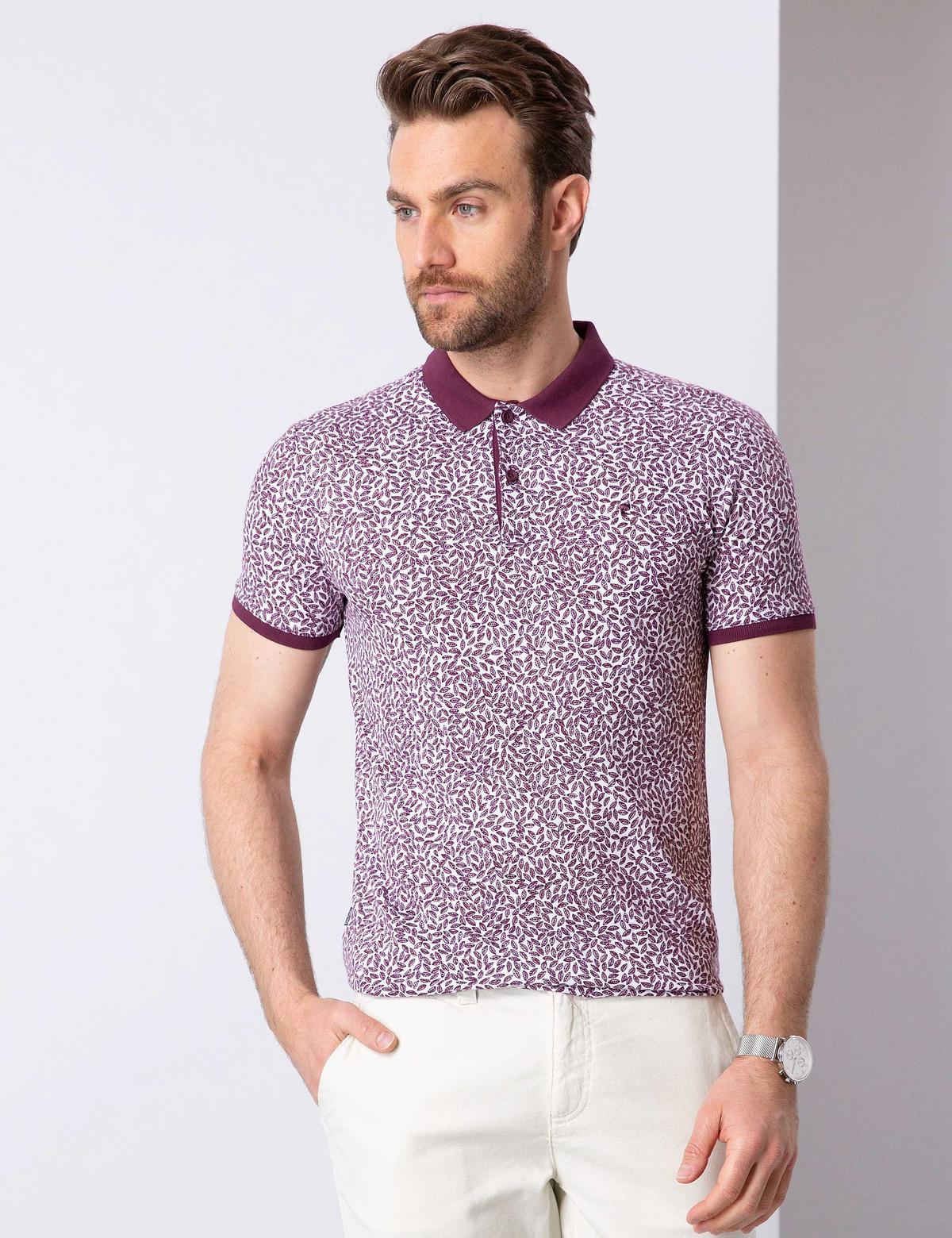 Bordo Slim Fit Polo Yaka T-Shirt