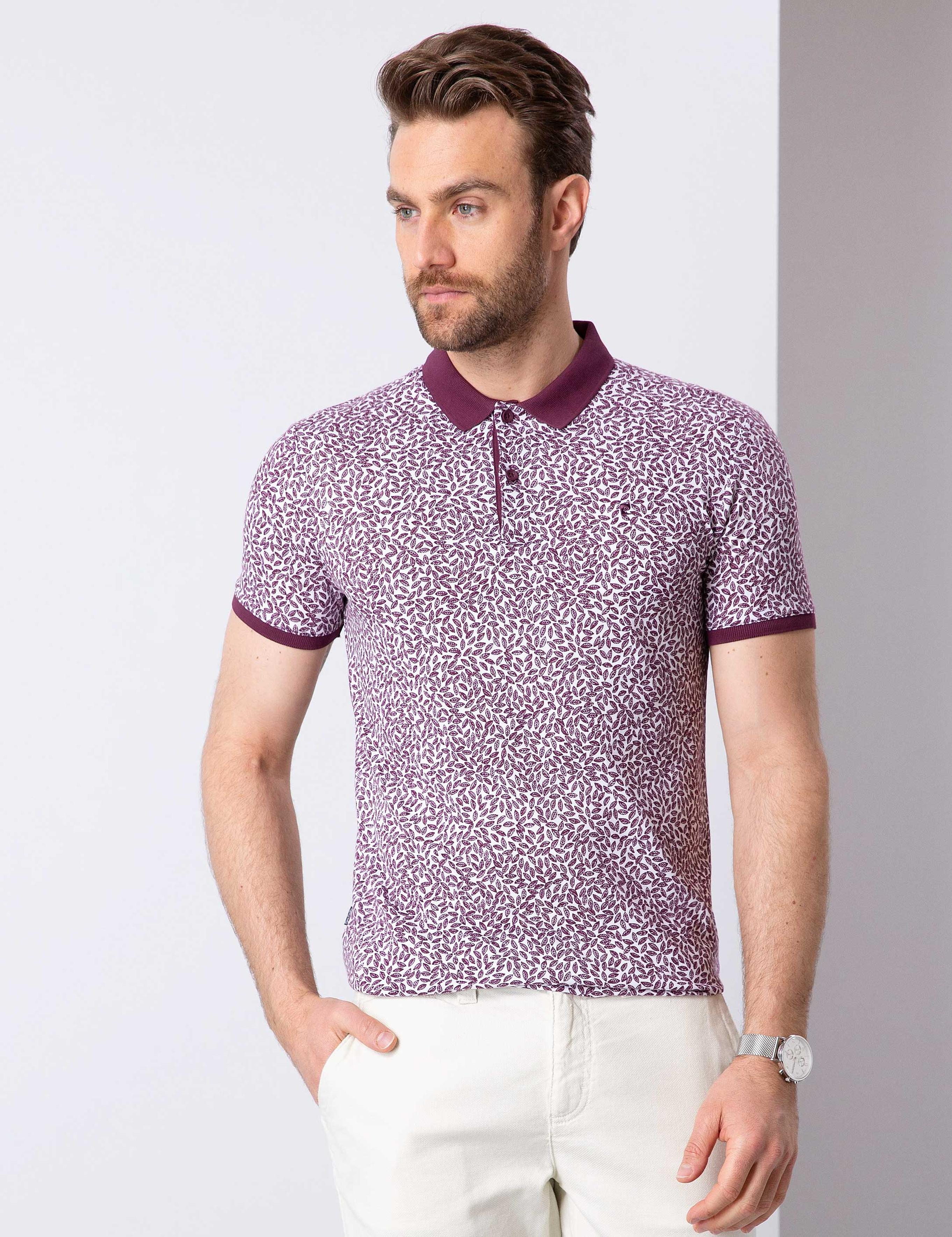 Bordo Slim Fit Polo Yaka T-Shirt