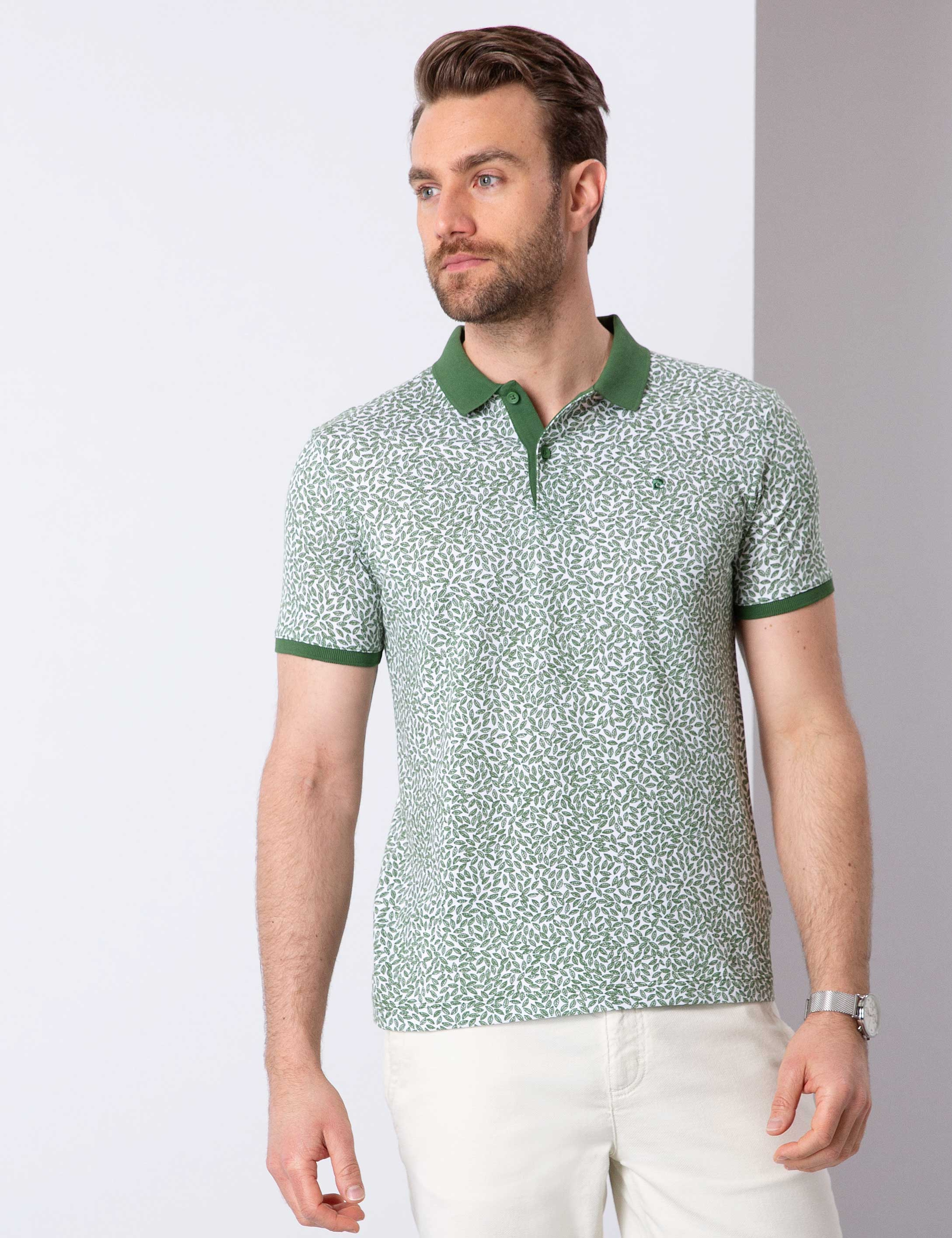 Yeşil Slim Fit Polo Yaka T-Shirt - Image 1