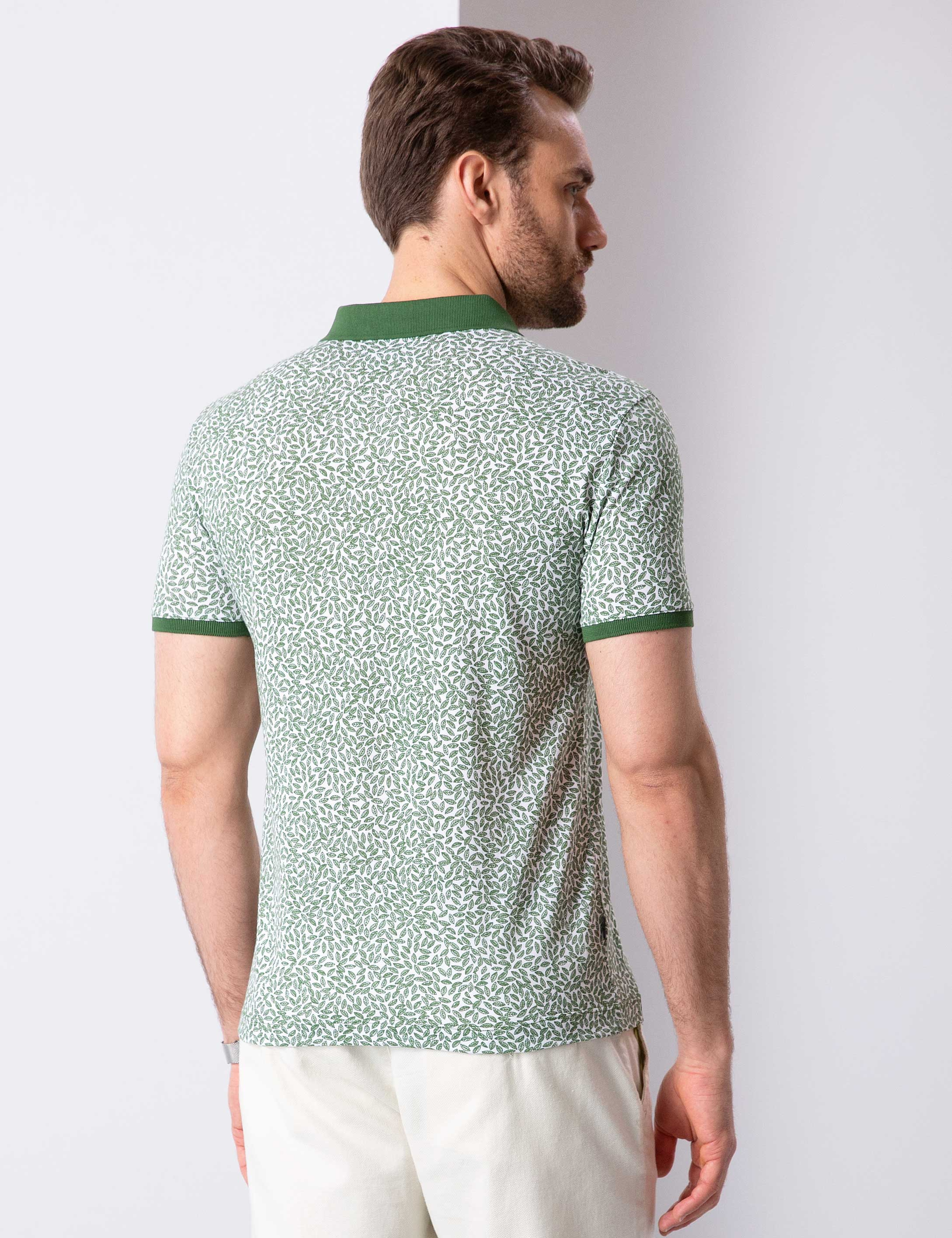 Yeşil Slim Fit Polo Yaka T-Shirt - Image 4