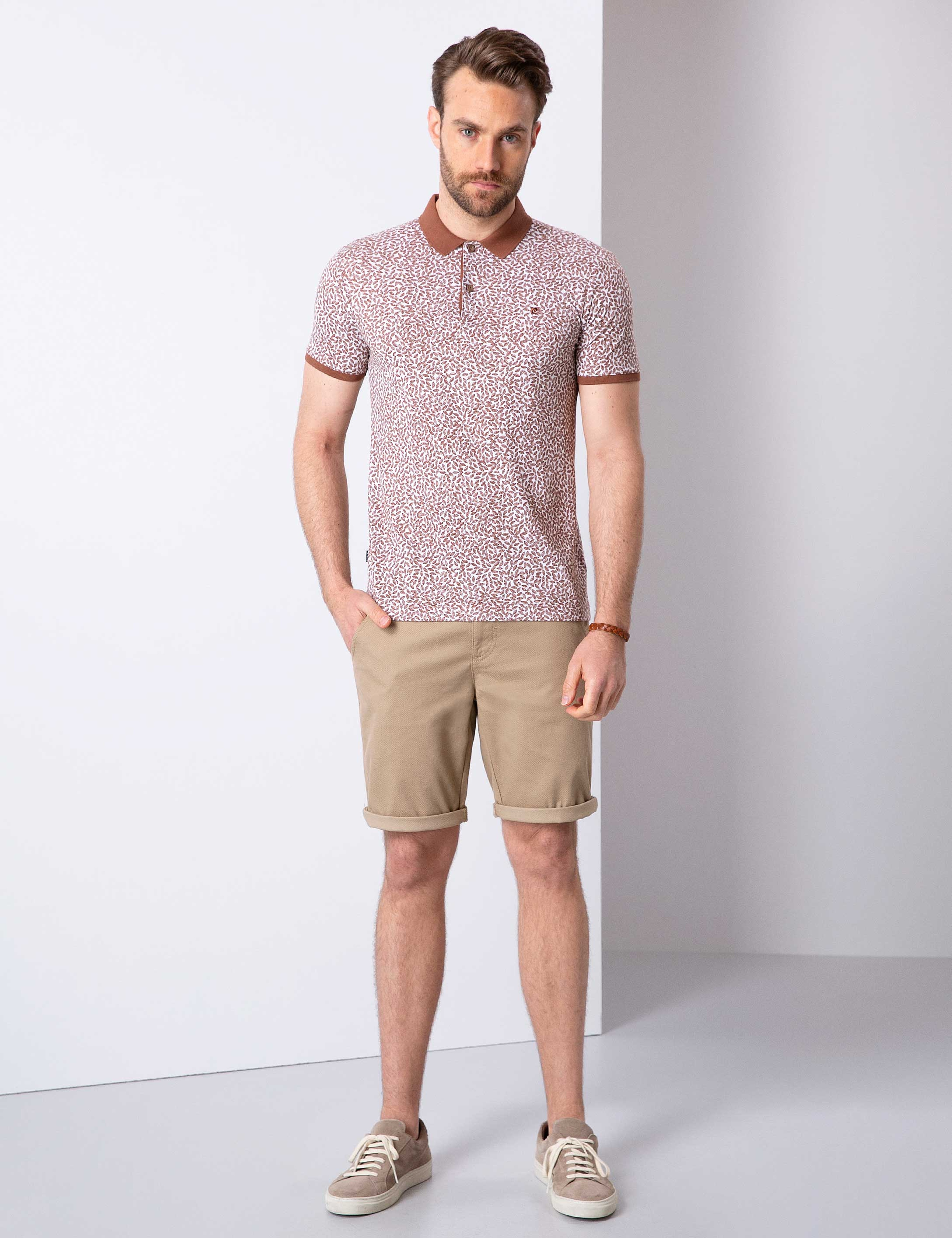 Açık Kahverengi Slim Fit Polo Yaka T-Shirt