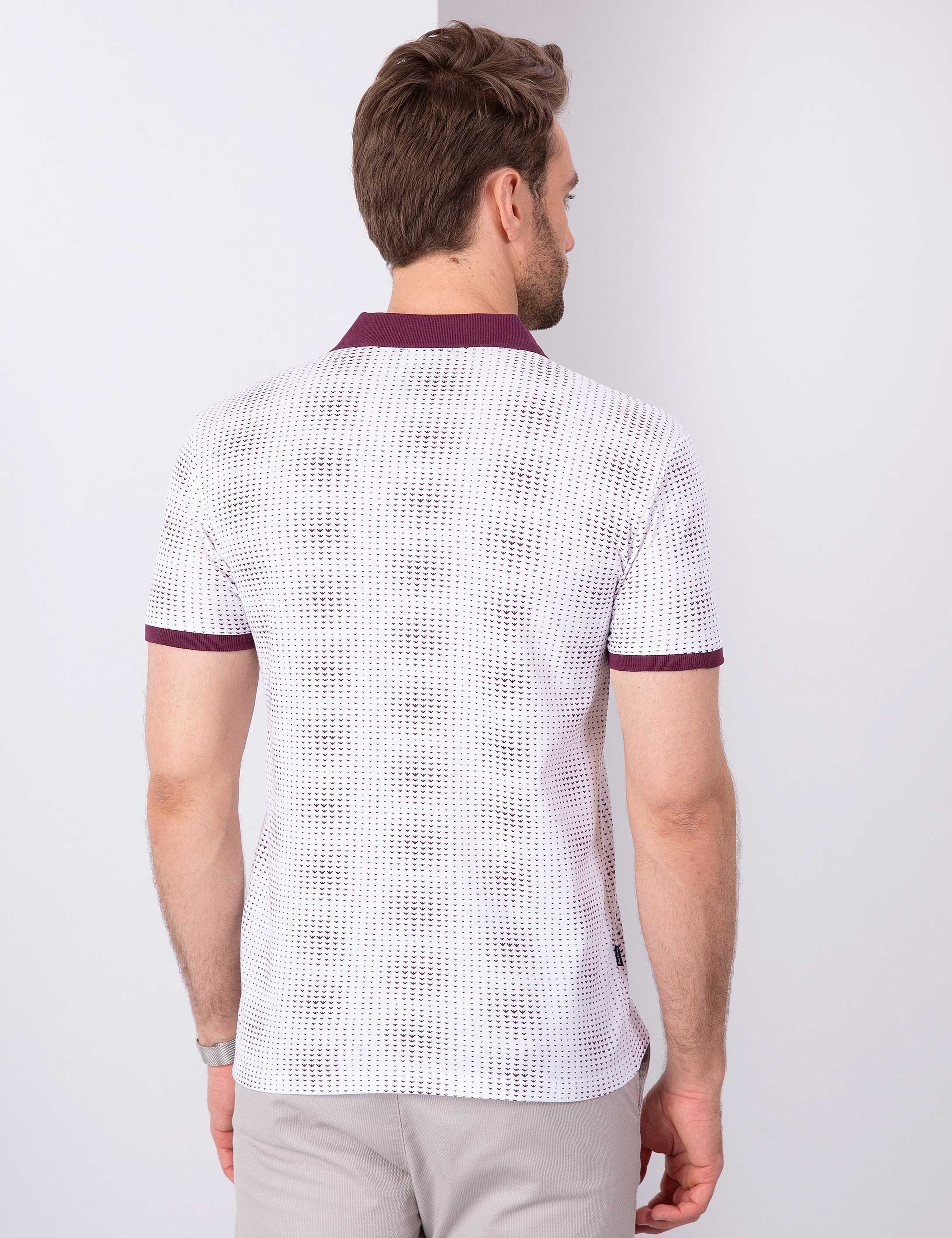 Bordo Slim Fit Polo Yaka T-Shirt - Image 3