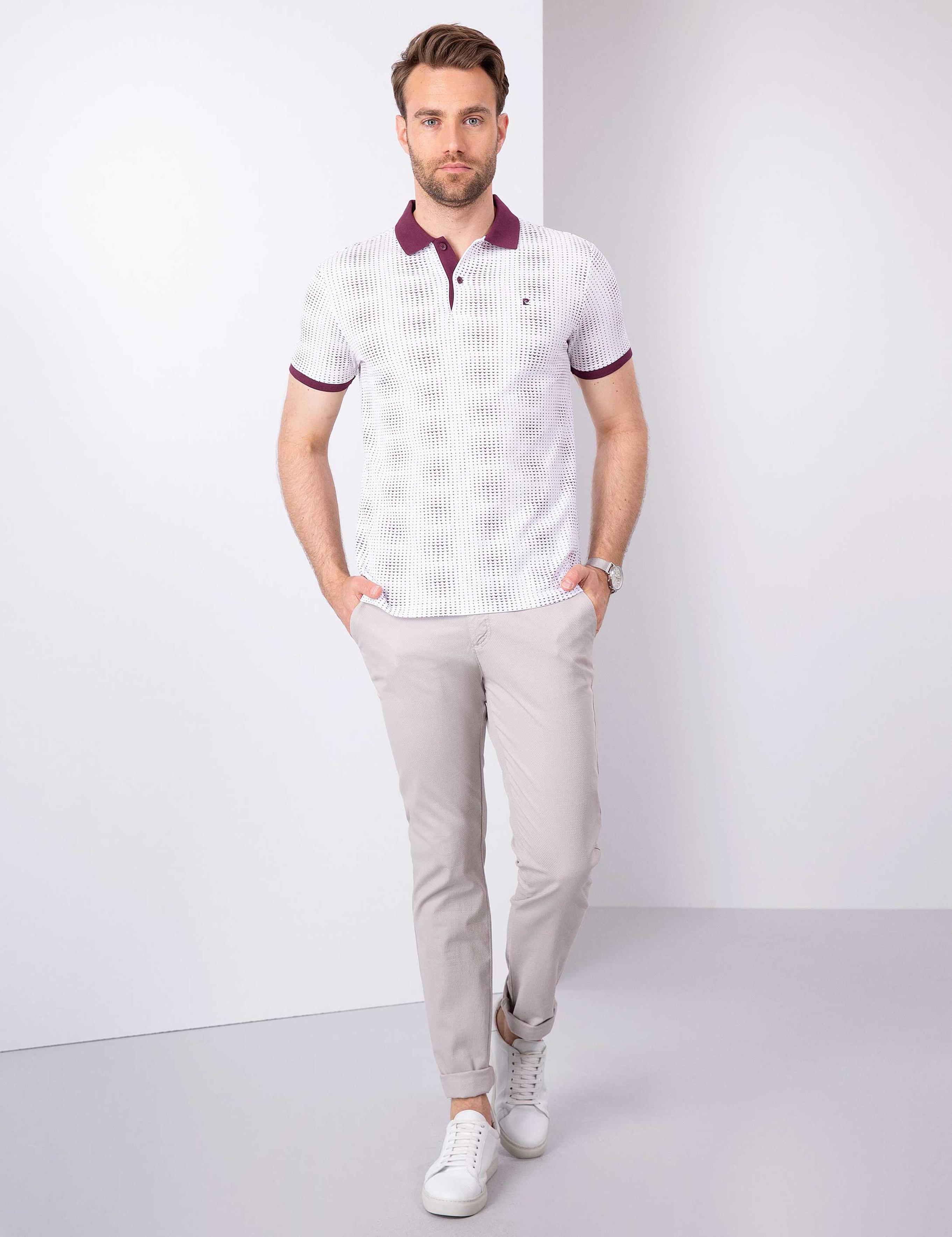 Bordo Slim Fit Polo Yaka T-Shirt