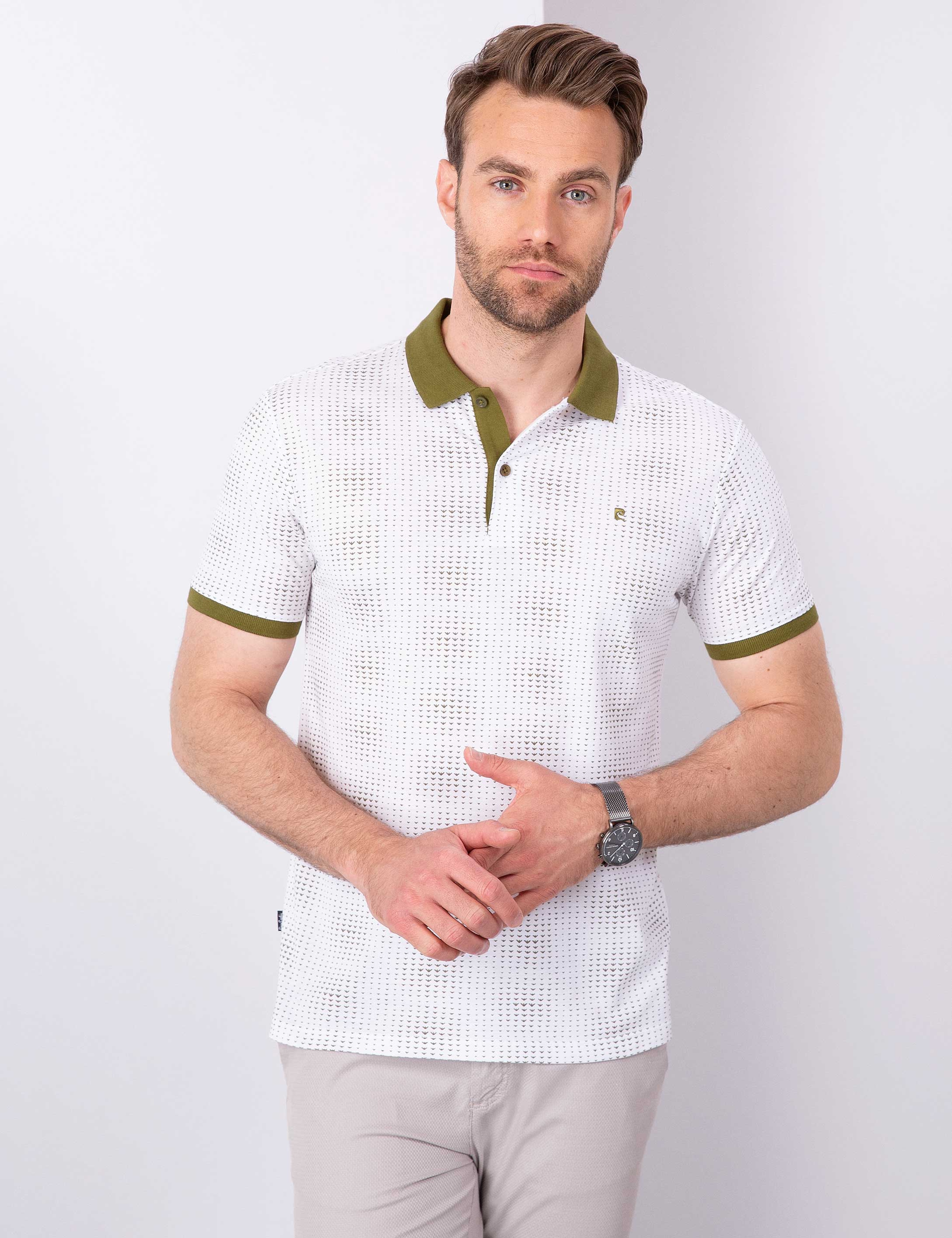 Haki Slim Fit Polo Yaka T-Shirt - Image 1
