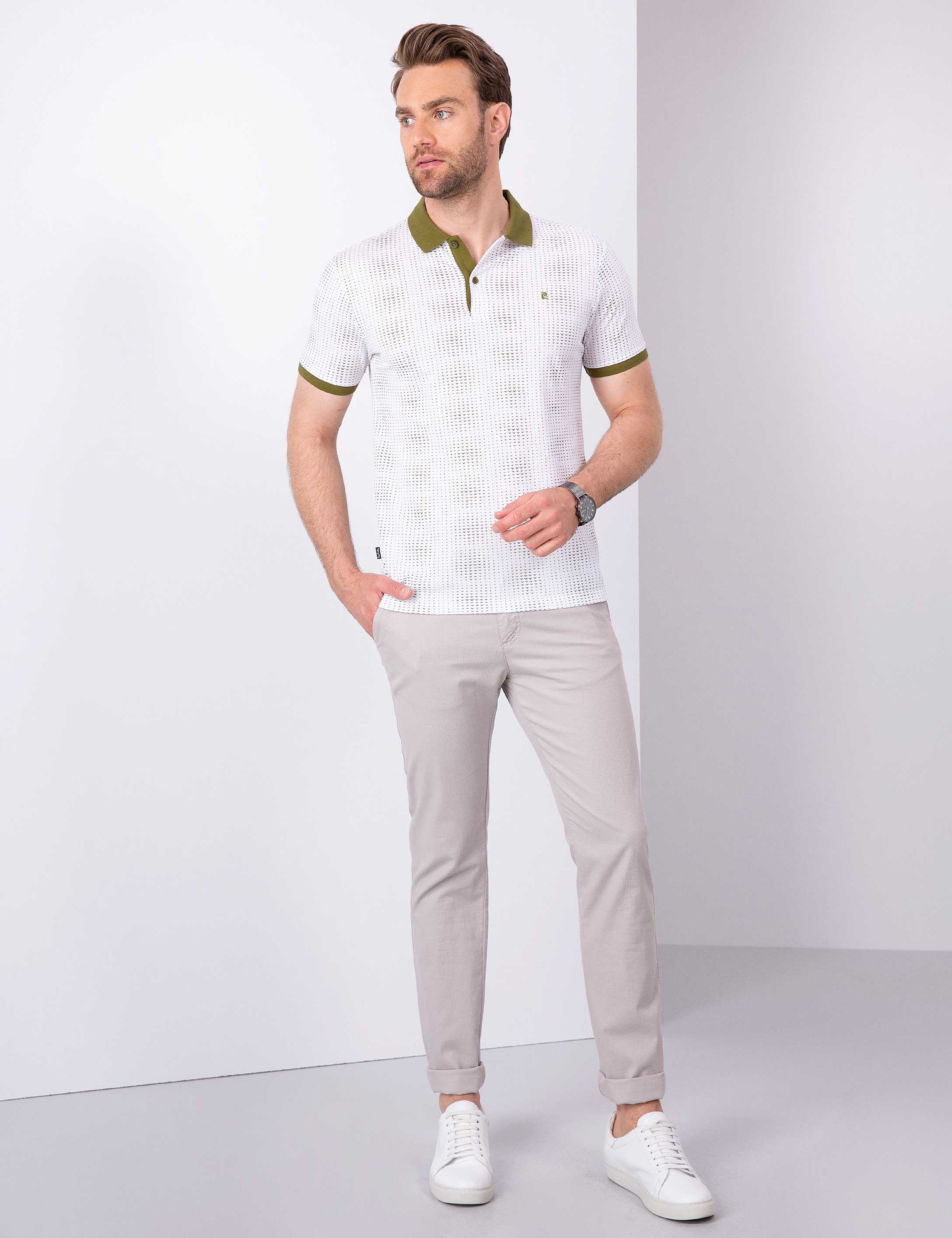 Haki Slim Fit Polo Yaka T-Shirt