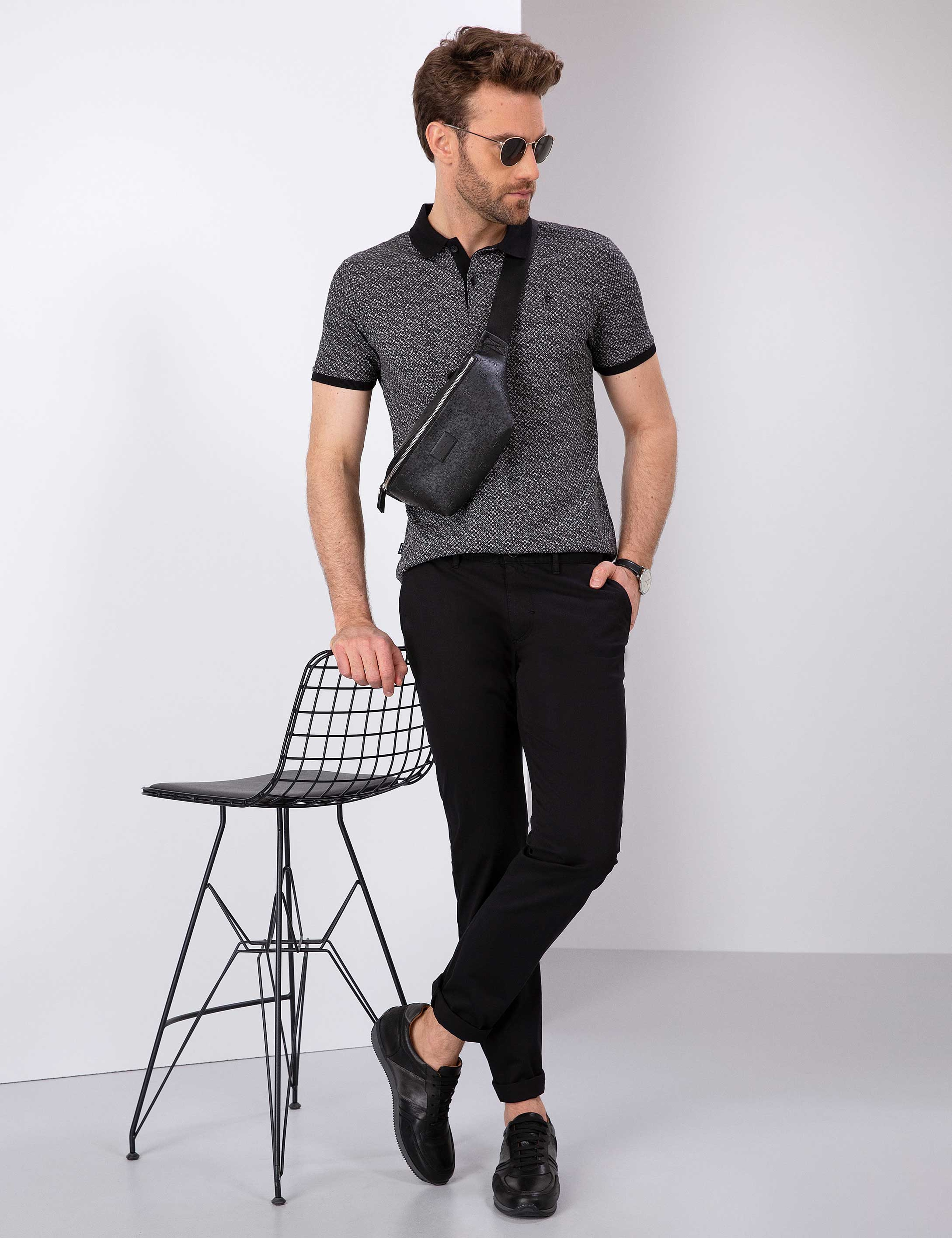 Siyah Slim Fit Polo Yaka T-Shirt