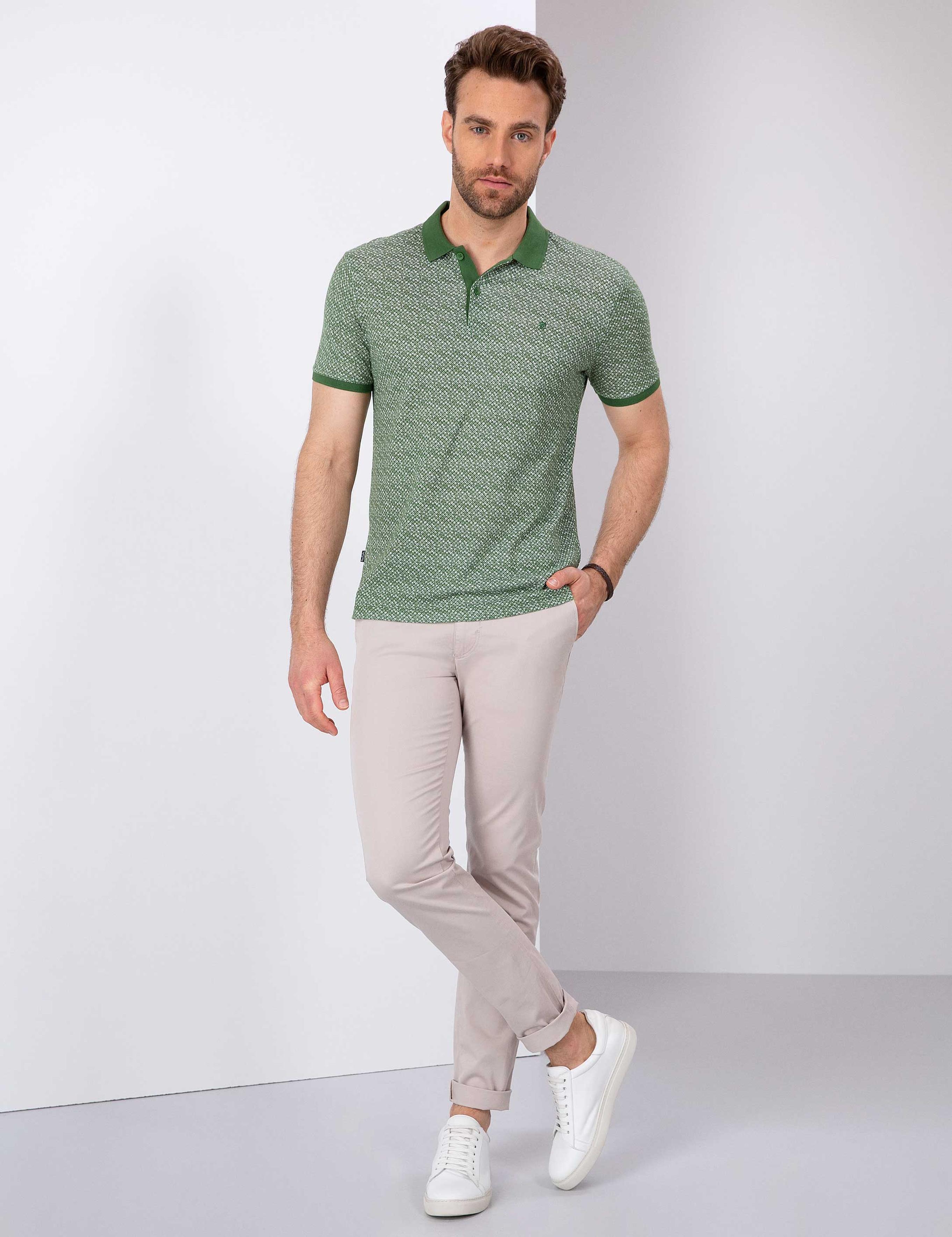 Yeşil Slim Fit Polo Yaka T-Shirt