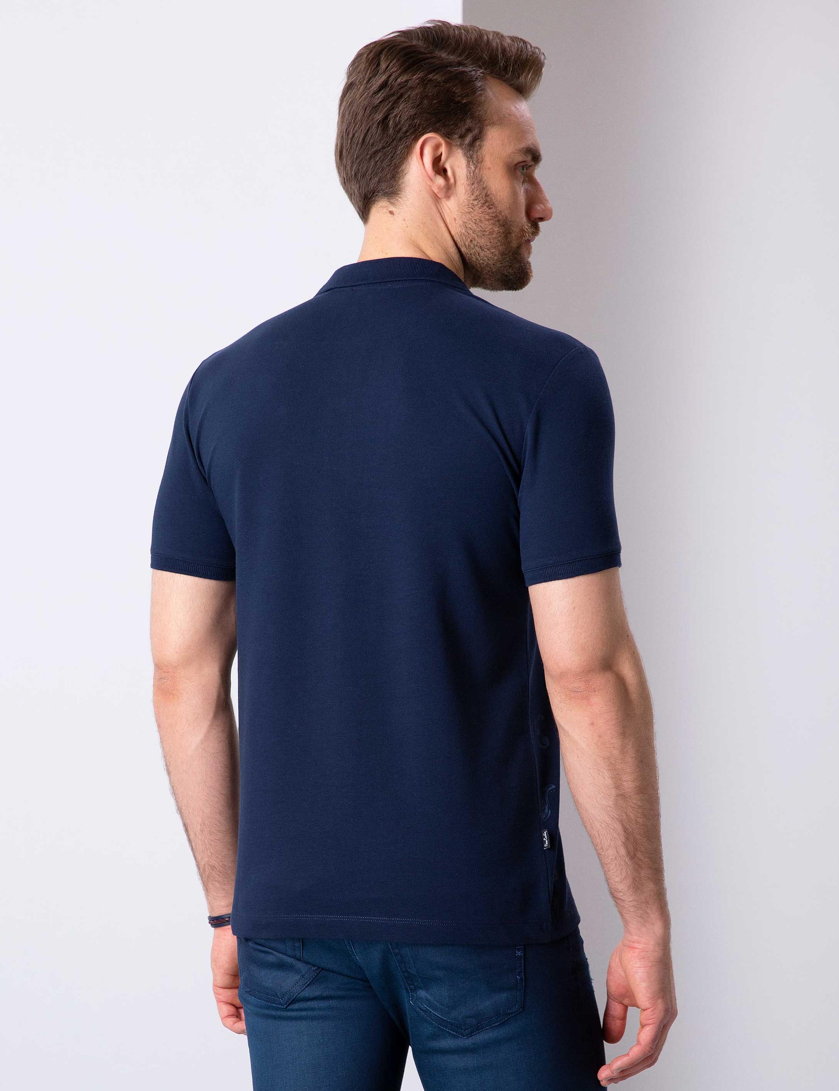 Lacivert Slim Fit Polo Yaka T-Shirt