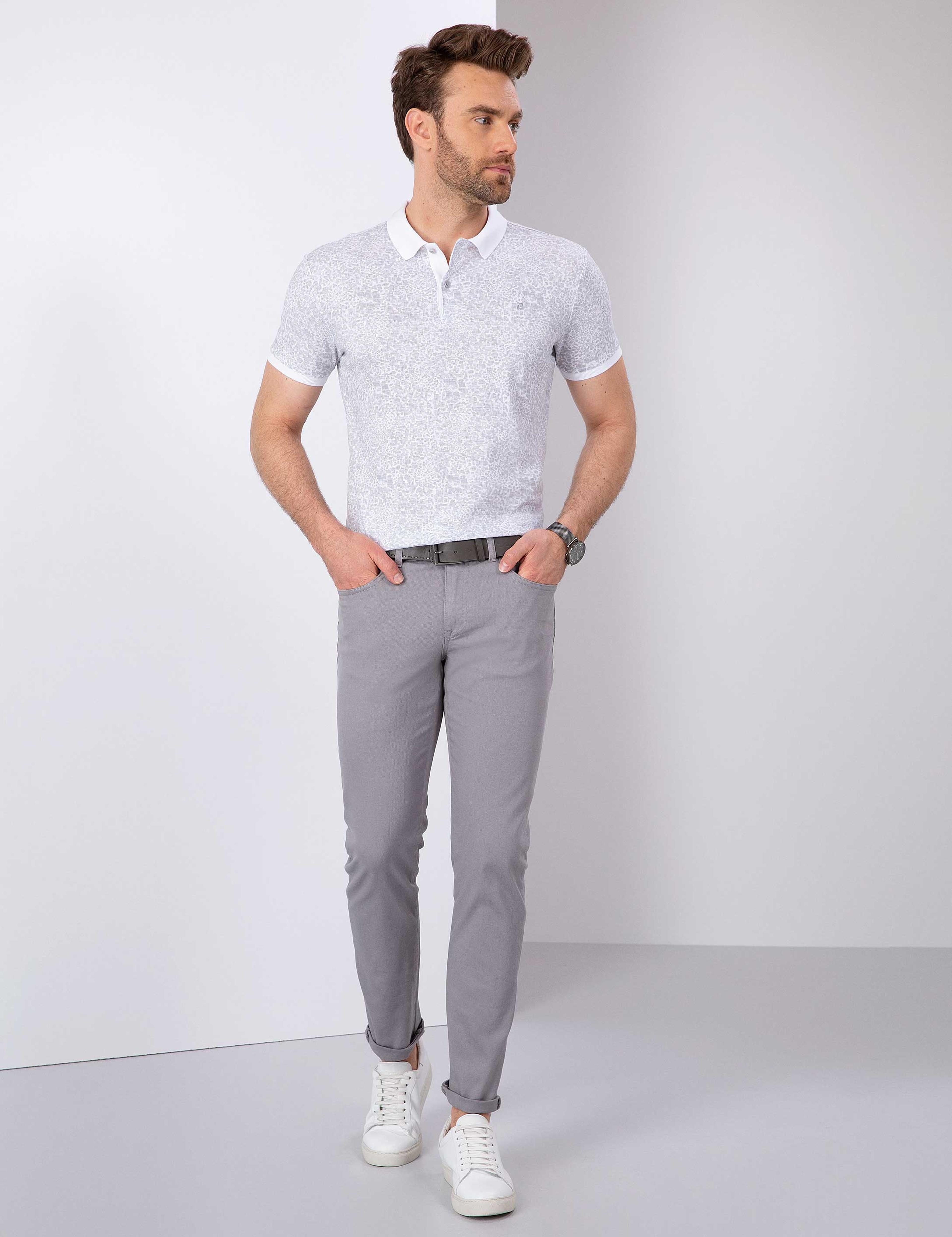 Gri Slim Fit Polo Yaka T-Shirt