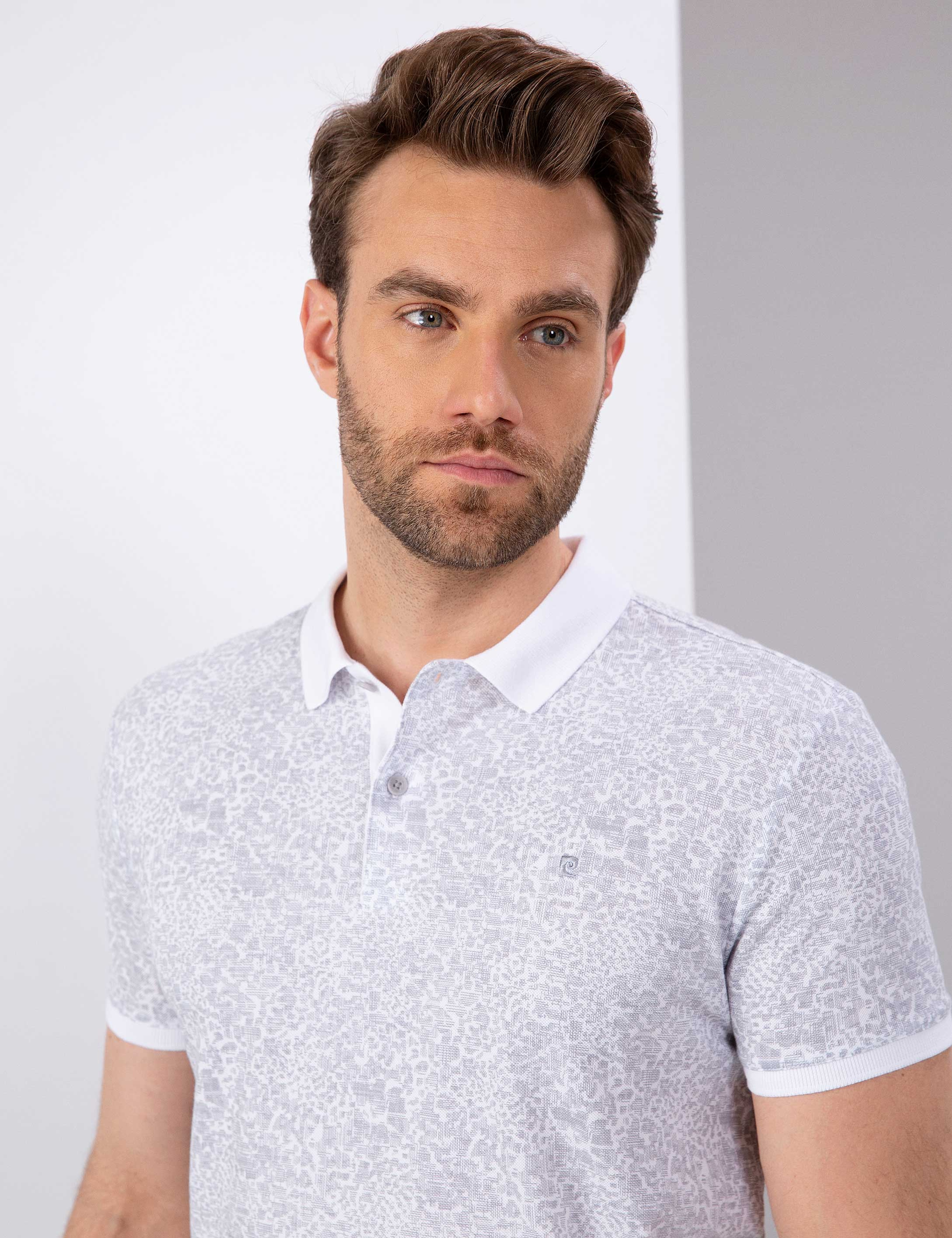 Gri Slim Fit Polo Yaka T-Shirt - Image 2
