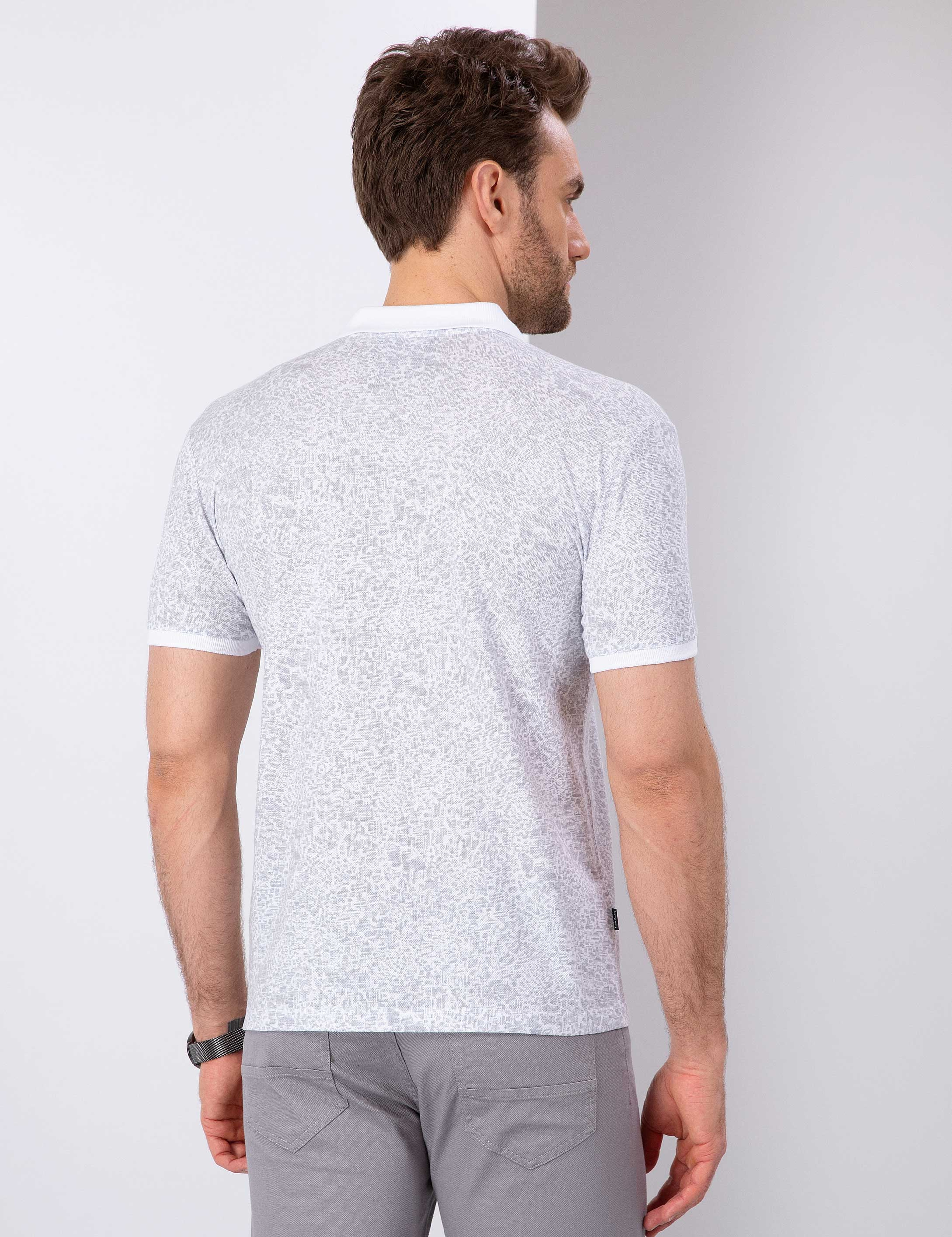 Gri Slim Fit Polo Yaka T-Shirt - Image 3