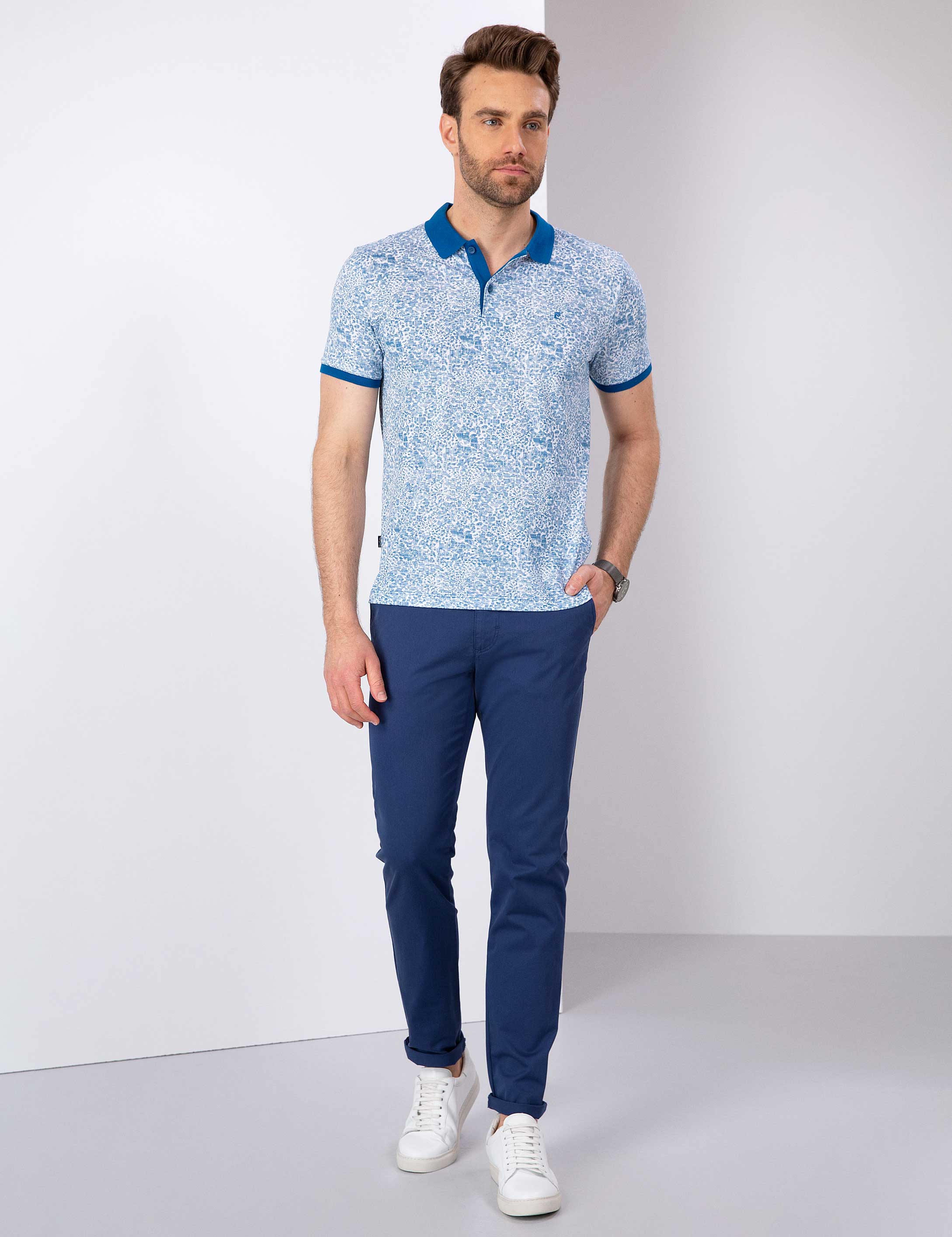 Mavi Slim Fit Polo Yaka Tişört - Image 4