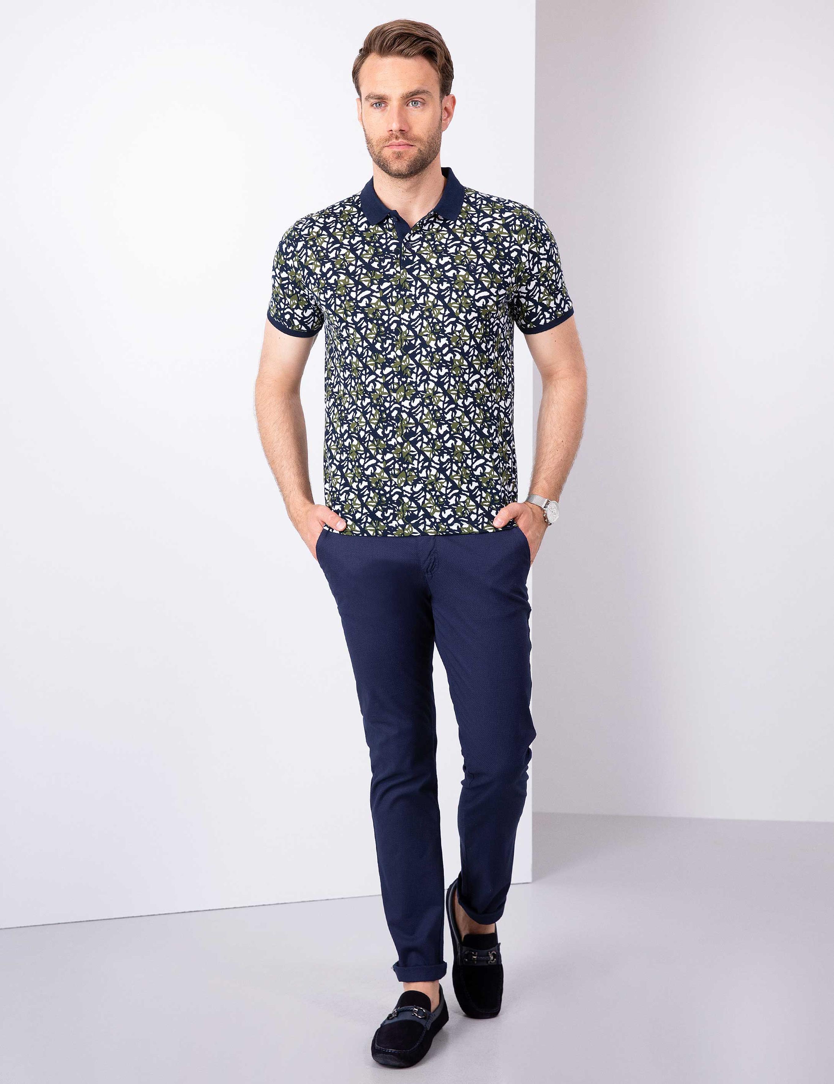 Lacivert Slim Fit Polo Yaka T-Shirt