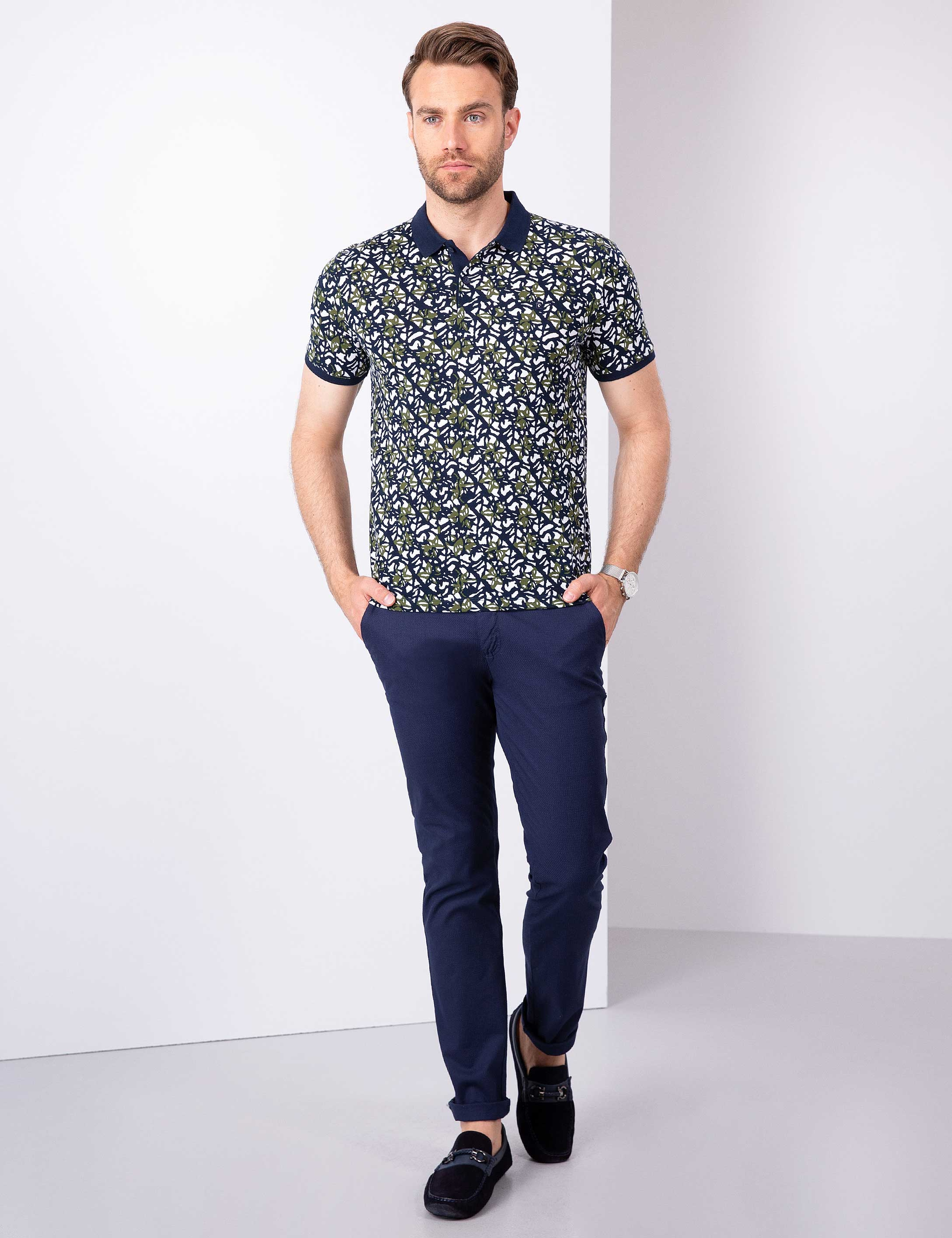 Lacivert Slim Fit Polo Yaka T-Shirt