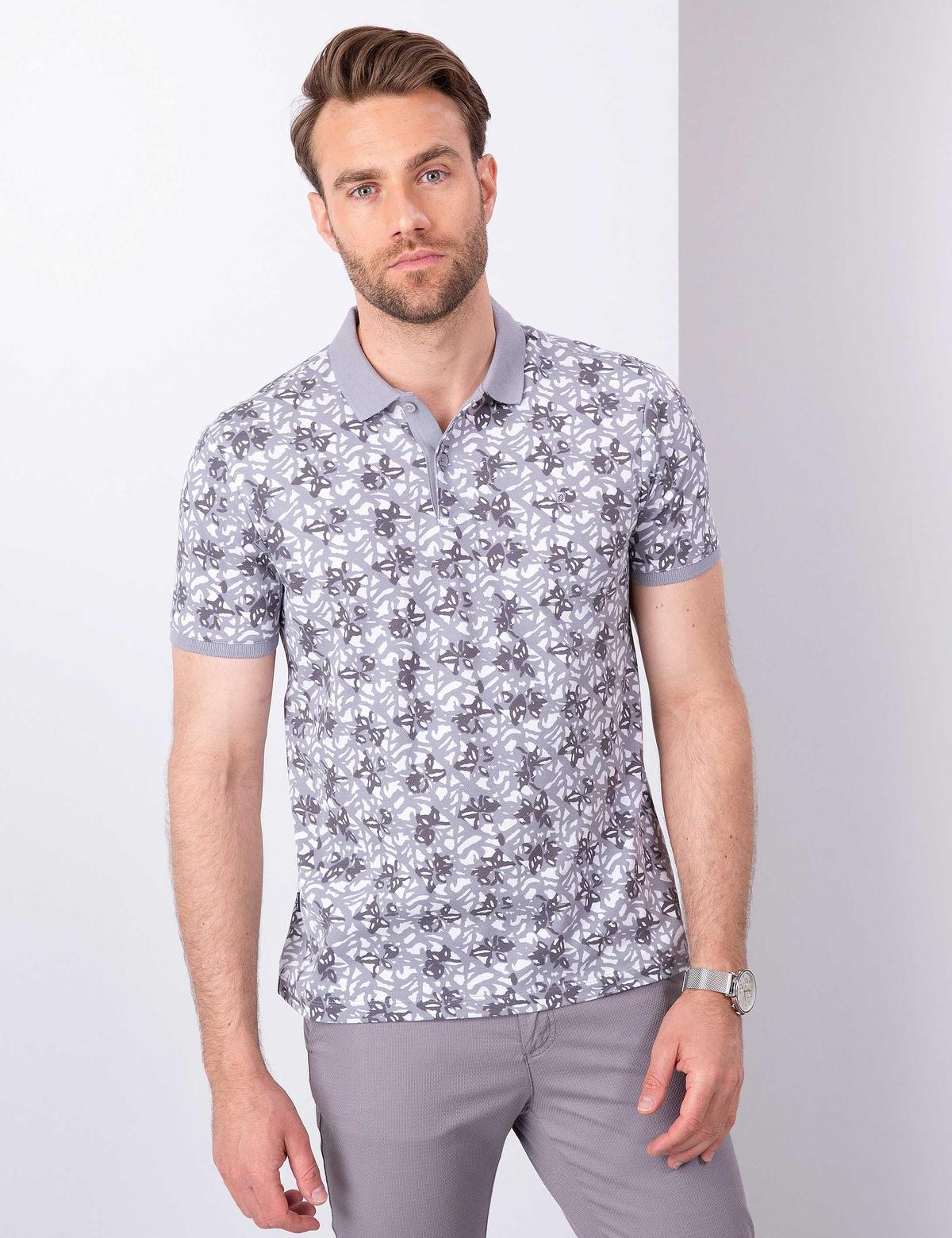 Gri Slim Fit Polo Yaka T-Shirt