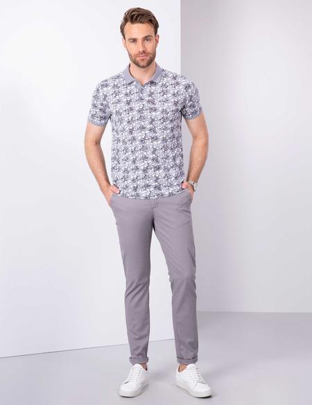 Gri Slim Fit Polo Yaka T-Shirt - 50210726003